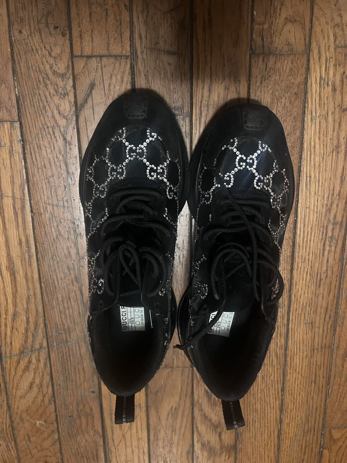 Gucci Gucci Black Run GG Crystal Sneaker Size US 8 / IT 38 - 6 Thumbnail