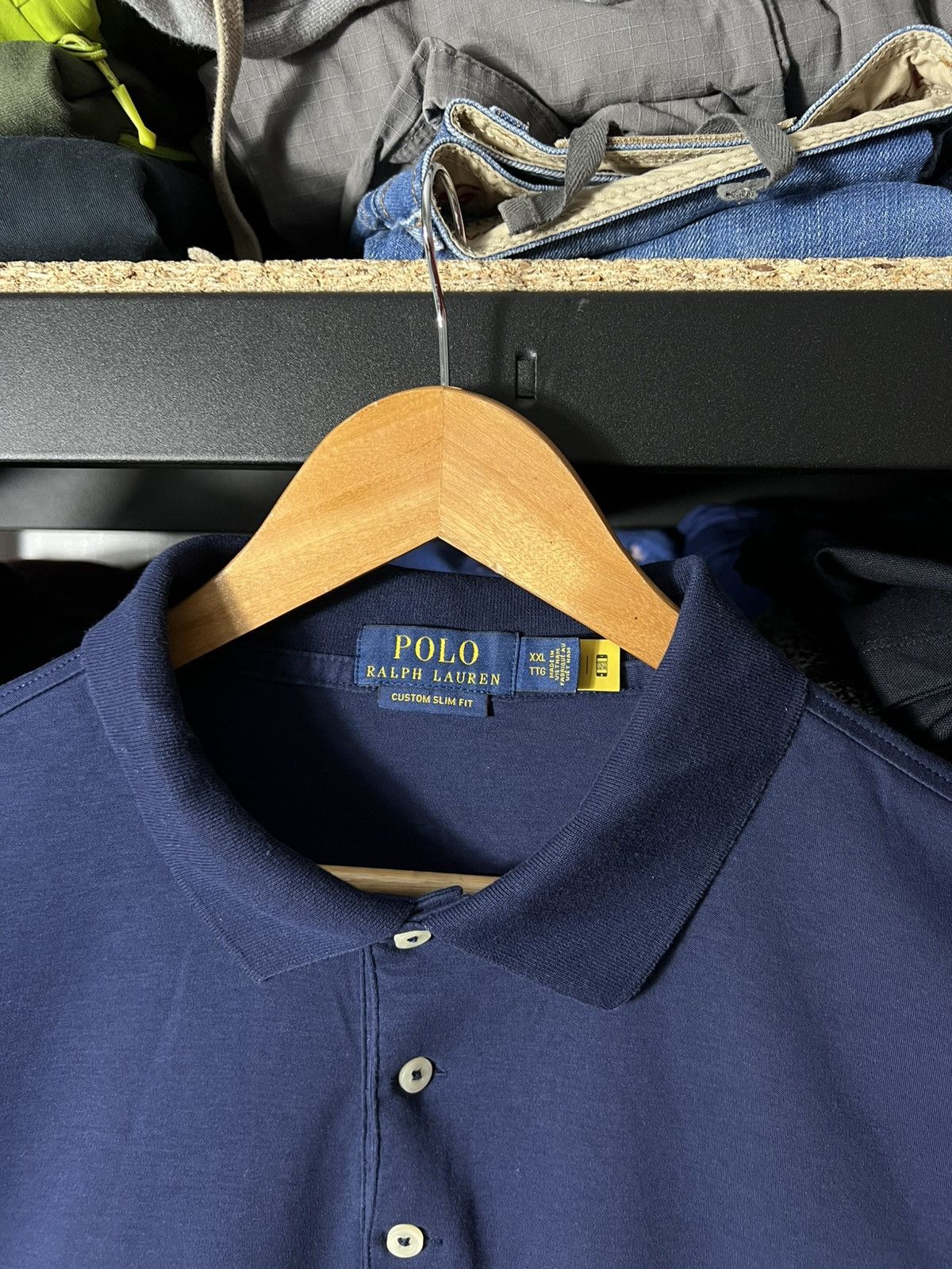 Polo Ralph Lauren 💙 Polo Ralph Lauren Custom Slim Fit Polo Shirt Navy Blue XXL Size US XXL / EU 58 / 5 - 3 Thumbnail