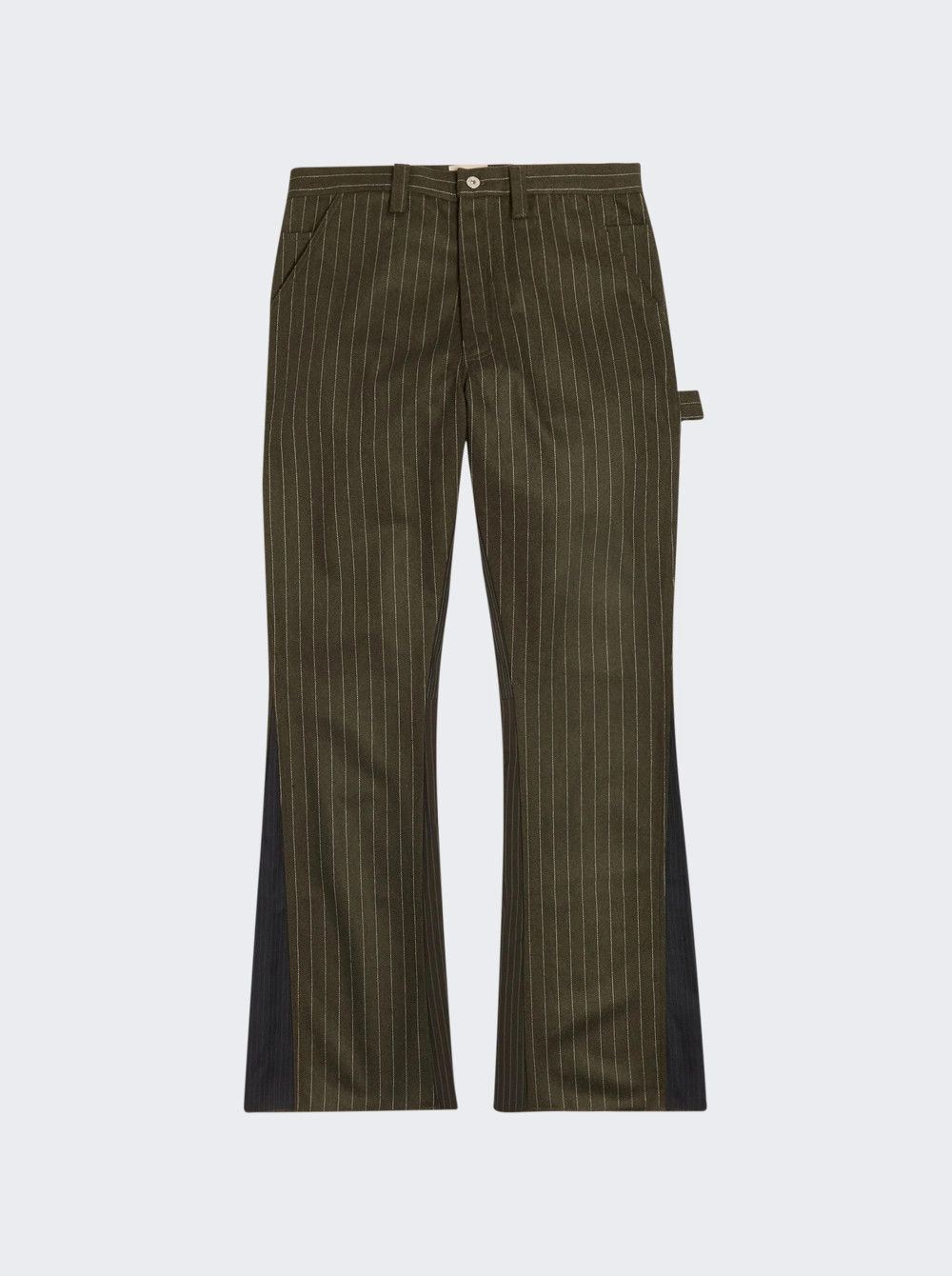 o1mle0825 Business Carpenter Flare Pants in Olive