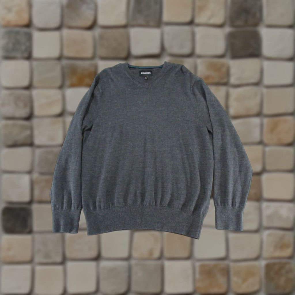 Bonobos VINTAGE Bonobos Sweater Mens XL Gray Knit Wool Pullover Long Sleeve V-Neck Slim Fit Golf Hiking Walking Size US XL / EU 56 / 4 - 1 Thumbnail