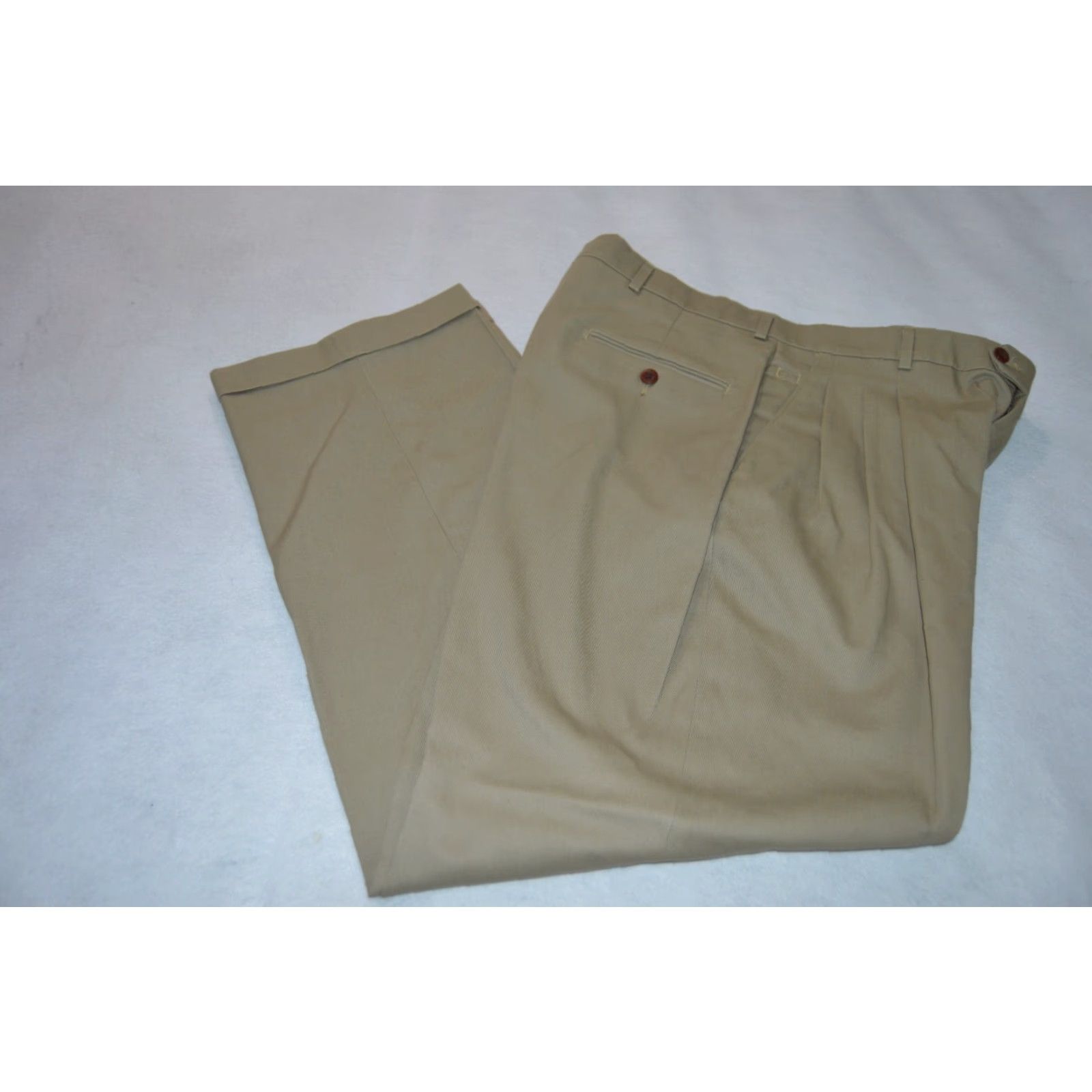 Vintage men's Chino Pants 36 / 30 khaki cotton zipper pockets beige classic Regular Mens Size US 36 / EU 52 - 2 Thumbnail