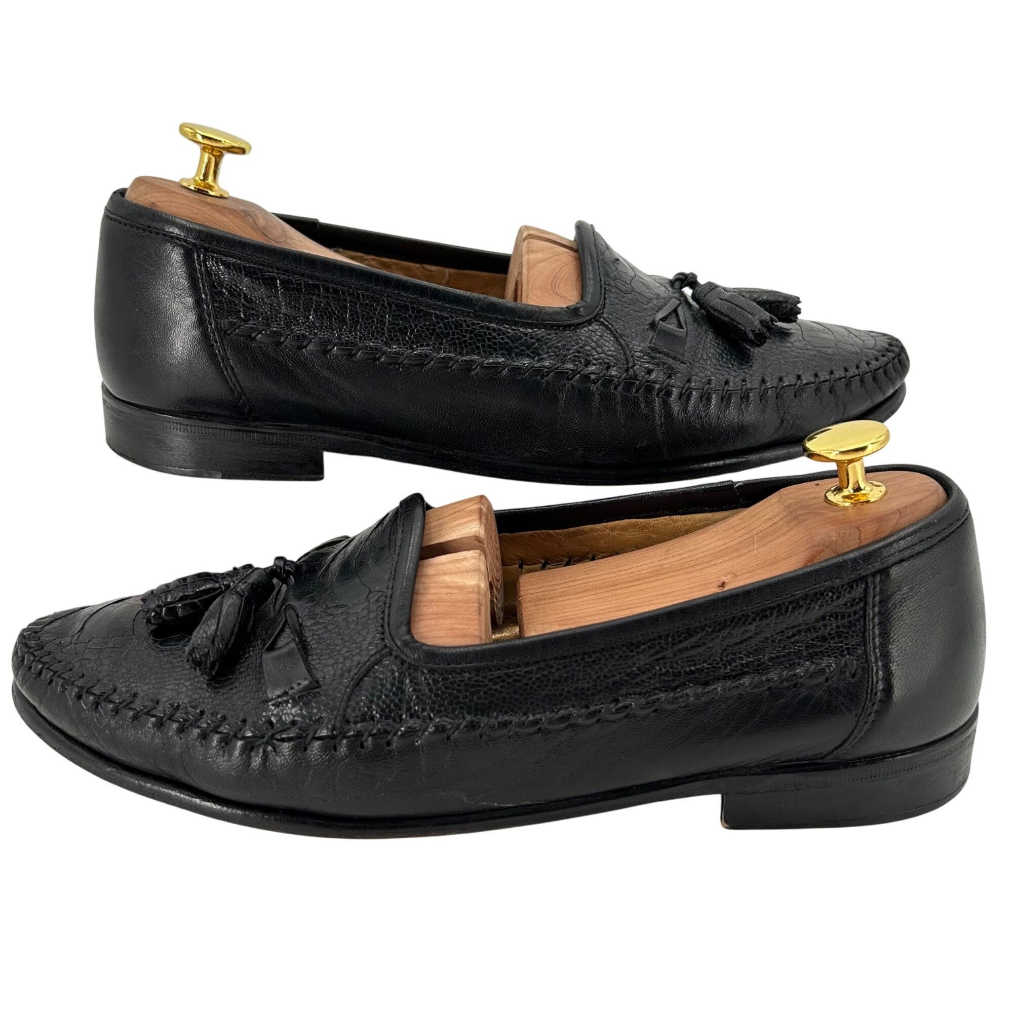 Zelli Vintage Zelli Men's Size 9M Black Exotic Ostrich Leg Leather Size US 9 / EU 42 - 8 Thumbnail