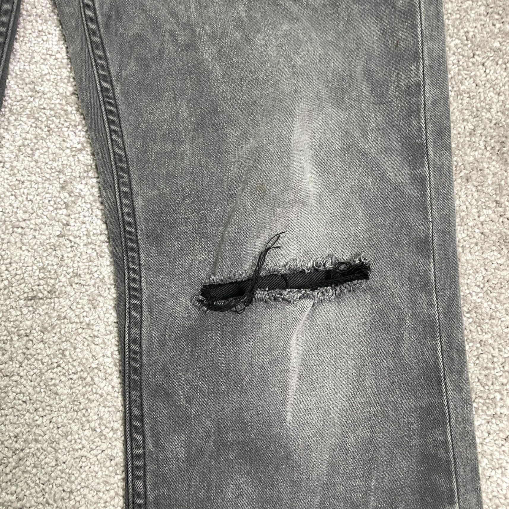 Paige Paige Lennox Jeans Mens 32 Black Charcoal Wash Straight Denim 5-Pocket Distressed Stretch 32x32 Regular Mid Rise Mens Size US 32 / EU 48 - 6 Thumbnail