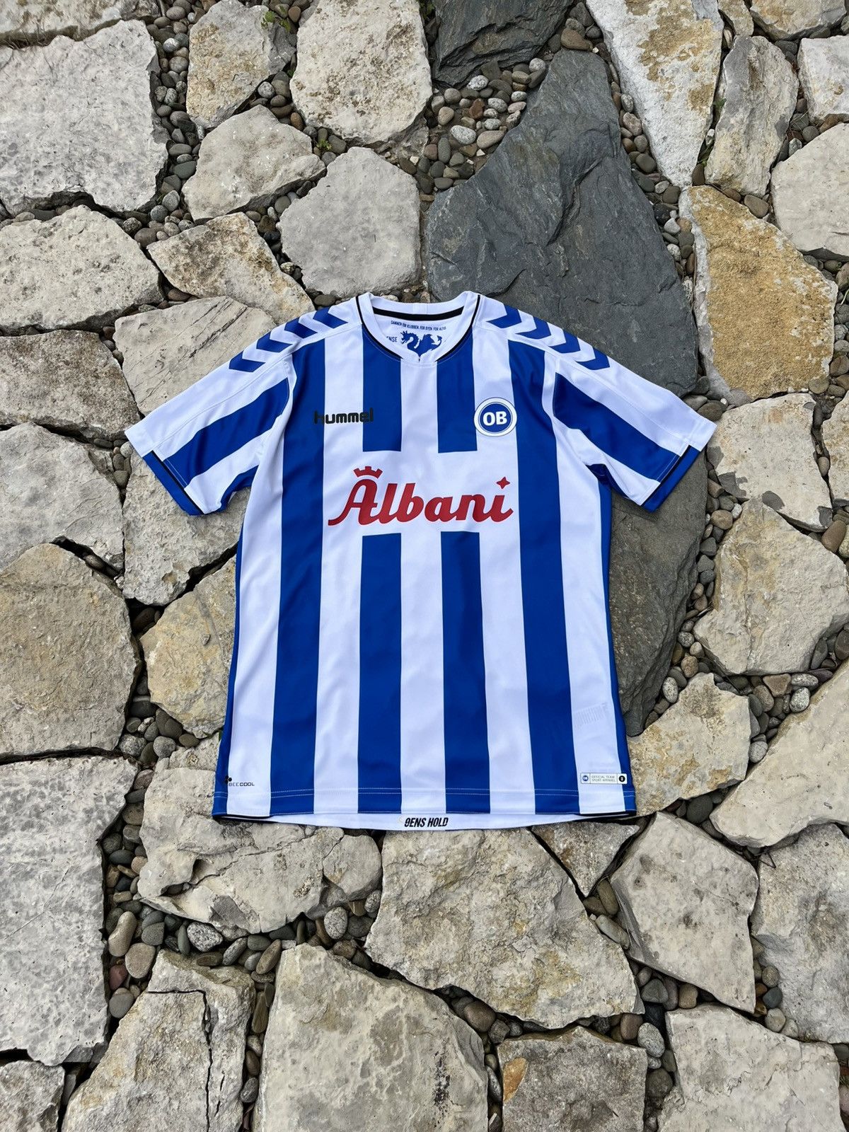 Hummel Hummel soccer jersey Odense 2018 Denmark striped tee Albani Size US L / EU 52-54 / 3 - 1 Thumbnail