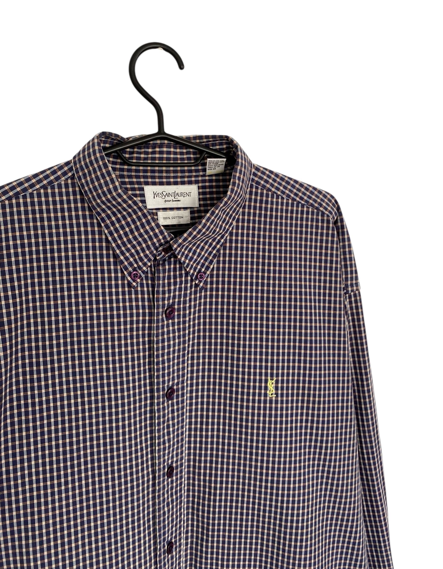 Yves Saint Laurent YSL vintage checkered shirt Size US XL / EU 56 / 4 - 4 Thumbnail