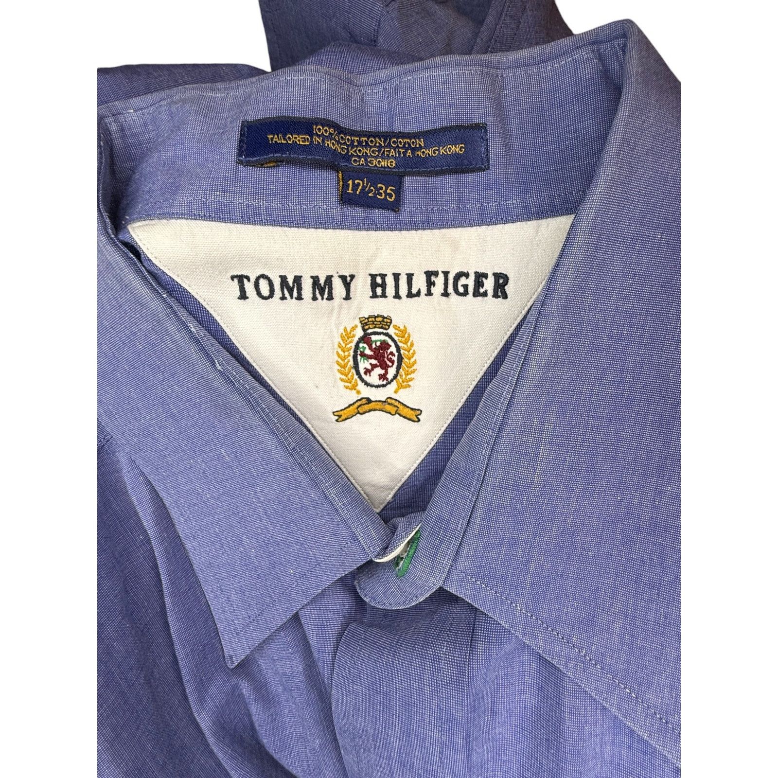 Tommy Hilfiger VINTAGE Tommy Hilfiger Men's Blue Dress Shirt Size 17.5 / 35 Size US XL / EU 56 / 4 - 5 Thumbnail