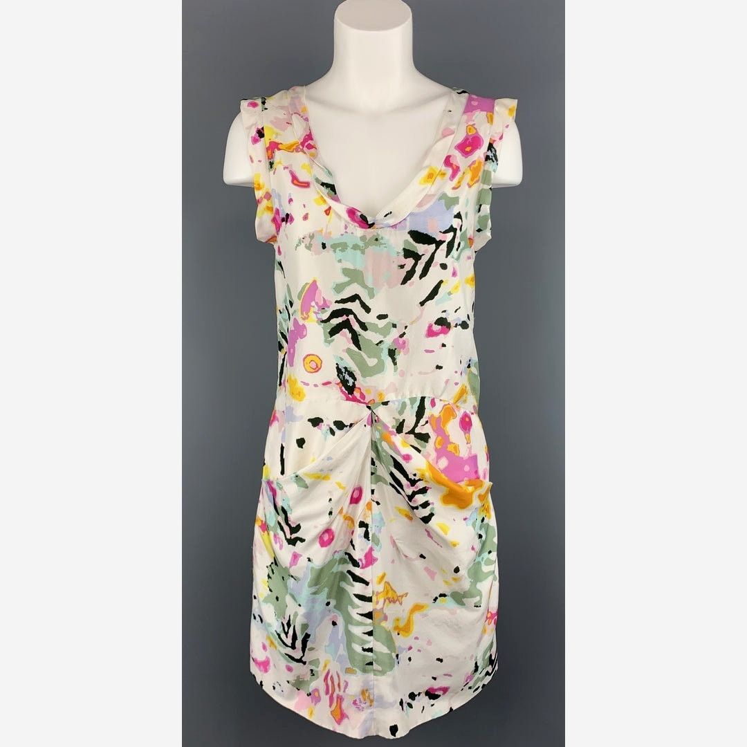 THAKOON Thakoon White Floral Sleeveless Silk Sheath Mini Dress 6 Size M / US 6-8 / IT 42-44 - 15 Thumbnail