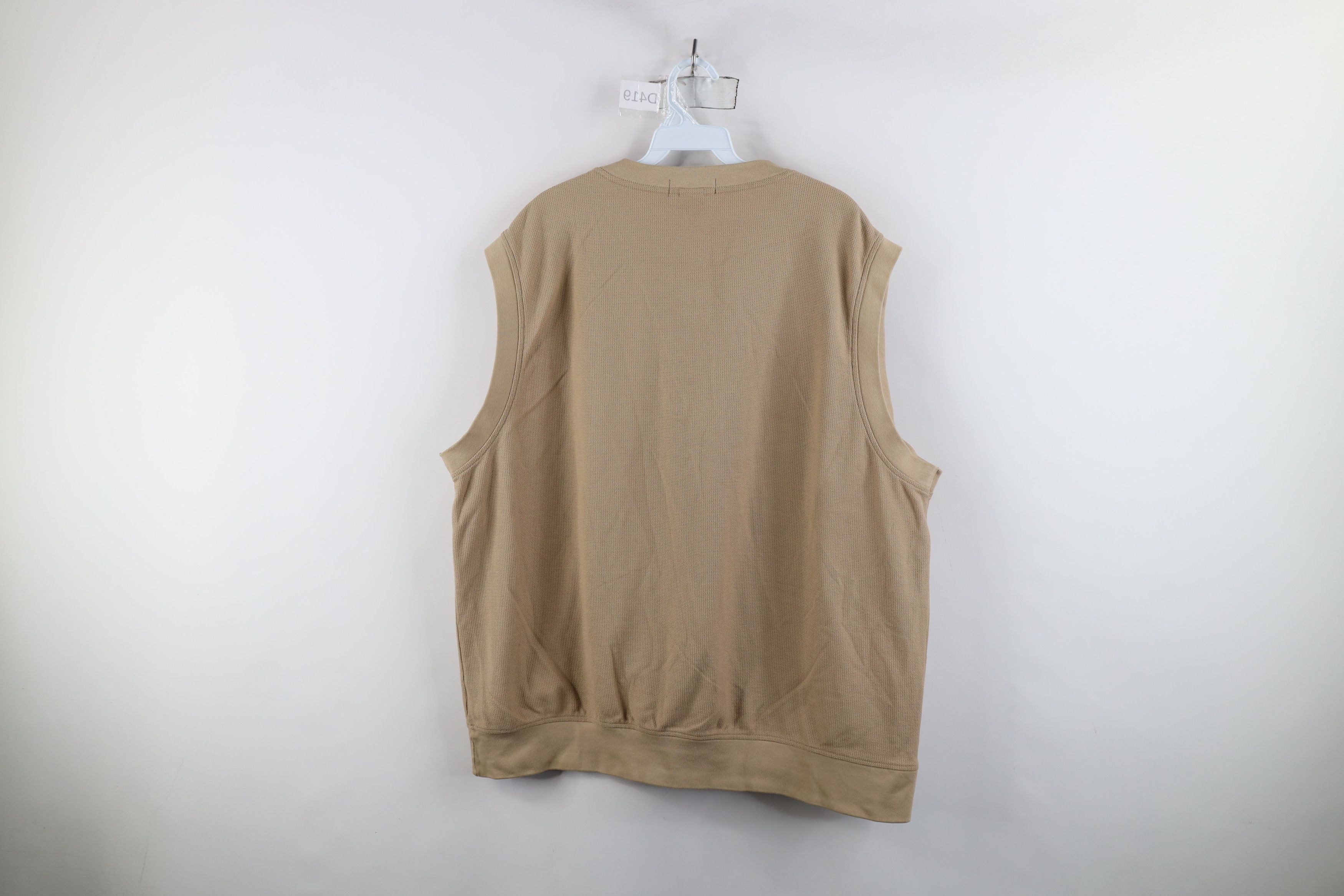 Lands' End × Vintage Vintage 90s Lands End Waffle Knit Sweater Vest Beige Cotton Size US XL / EU 56 / 4 - 8 Thumbnail