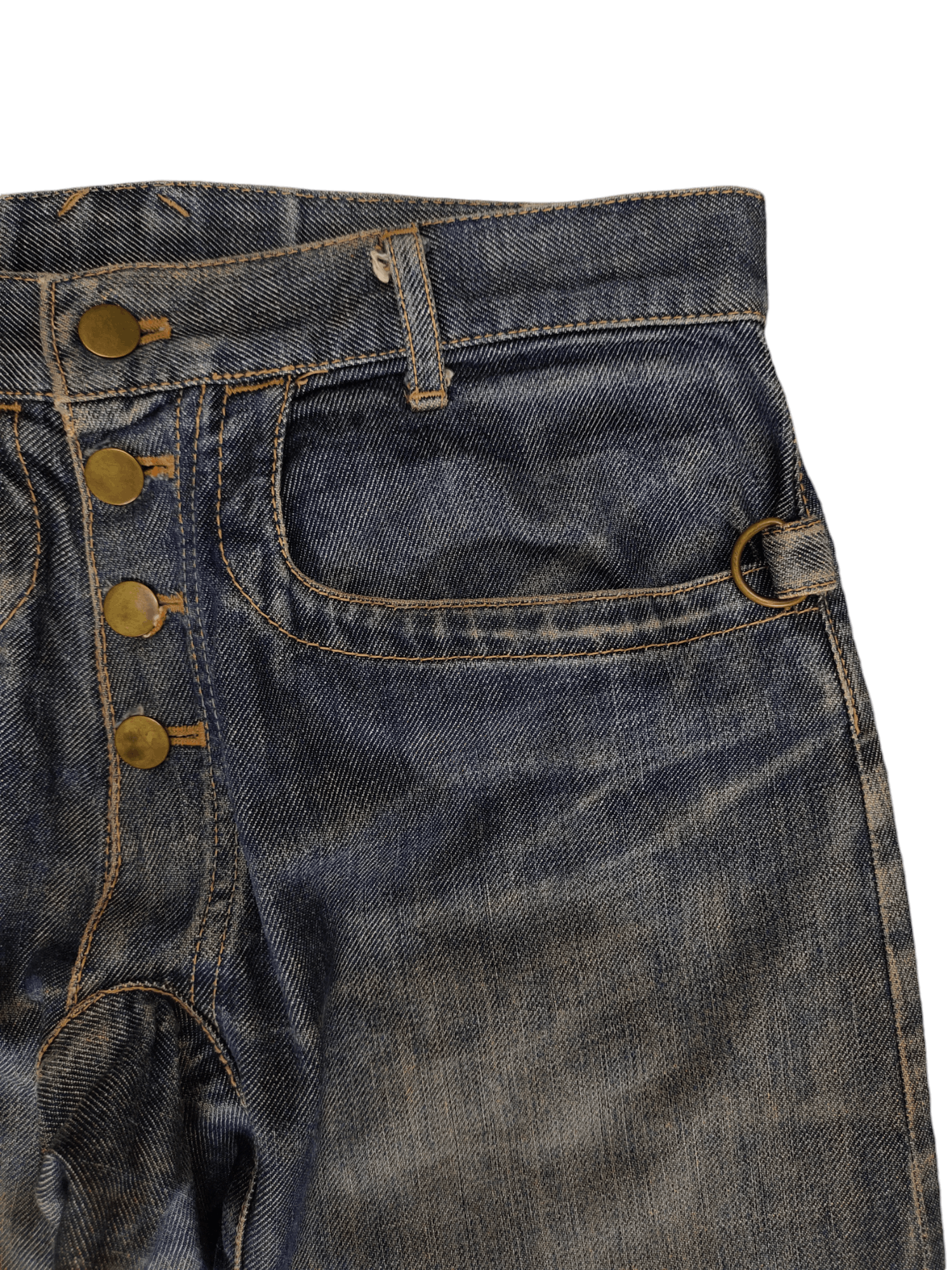 Beauty Beast Beauty Beast Buckle Back Distress Faded Denim Jeans Size US 30 / EU 46 - 4 Thumbnail