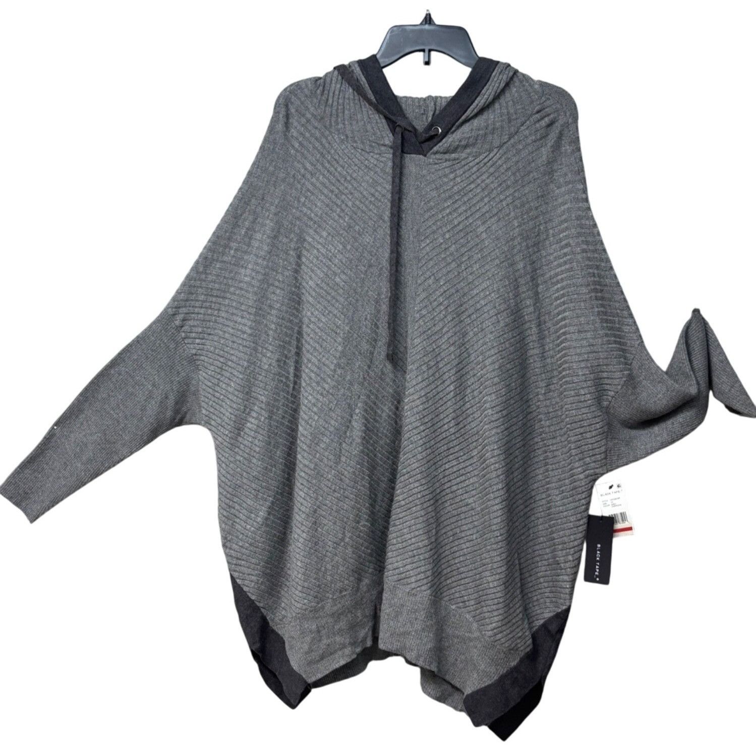 Other Black Tape Women's Plus Size Ribbed Hooded Sweater, Gray Cha Size ONE SIZE - 2 Thumbnail