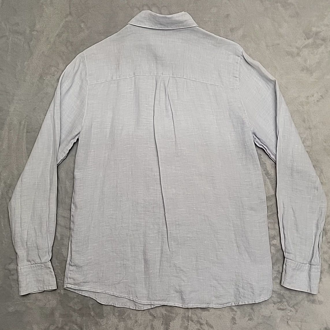Ann Taylor Ann Taylor Shirt Womens S Blue 100% Linen Button Top Coastal Cottage Casual Neck Collared Long Sleeve Solid Womens Size S / US 4 / IT 40 - 4 Thumbnail