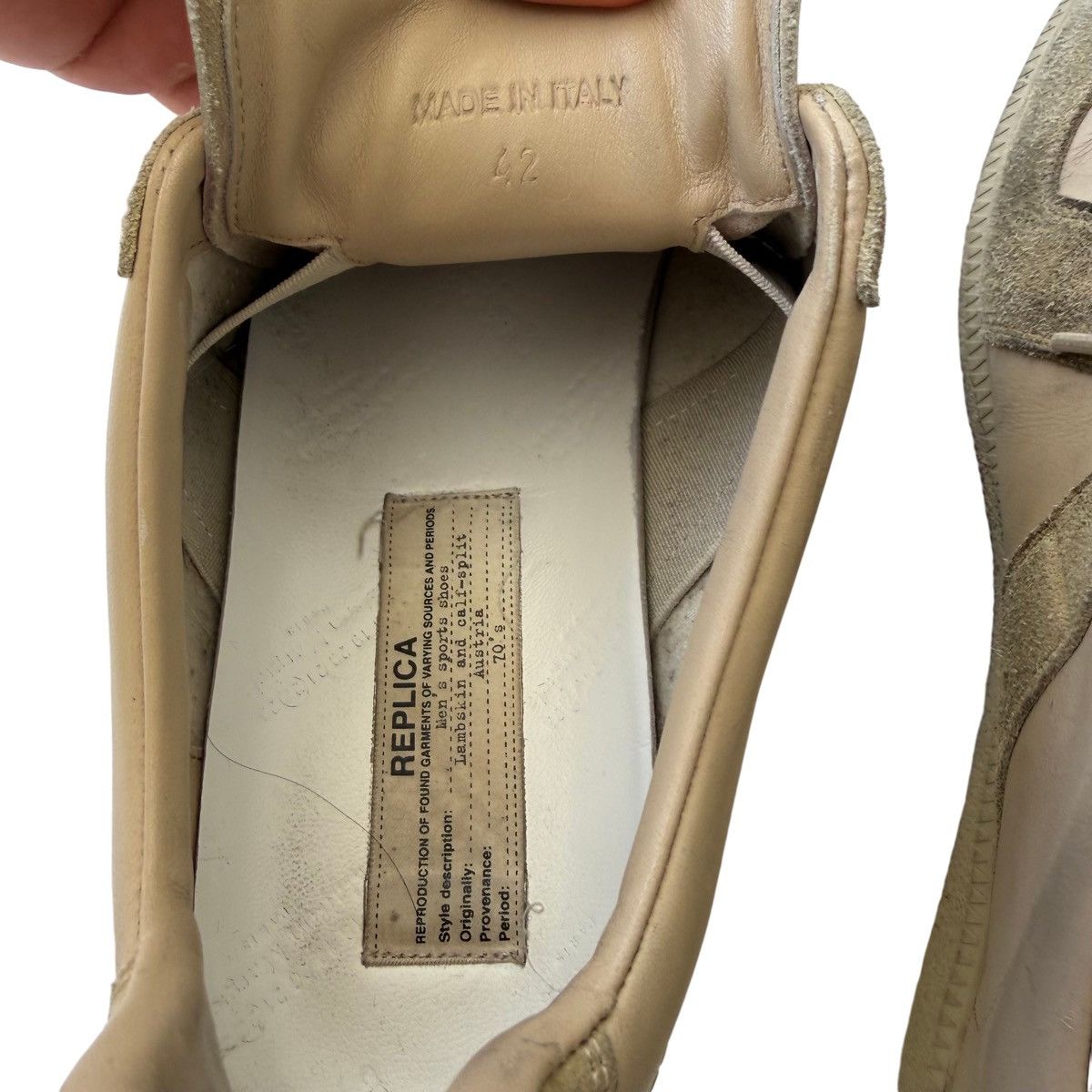 Maison Margiela Maison Margiela Leather Low-Top German Trainer GAT Beige Size US 9 / EU 42 - 11 Thumbnail