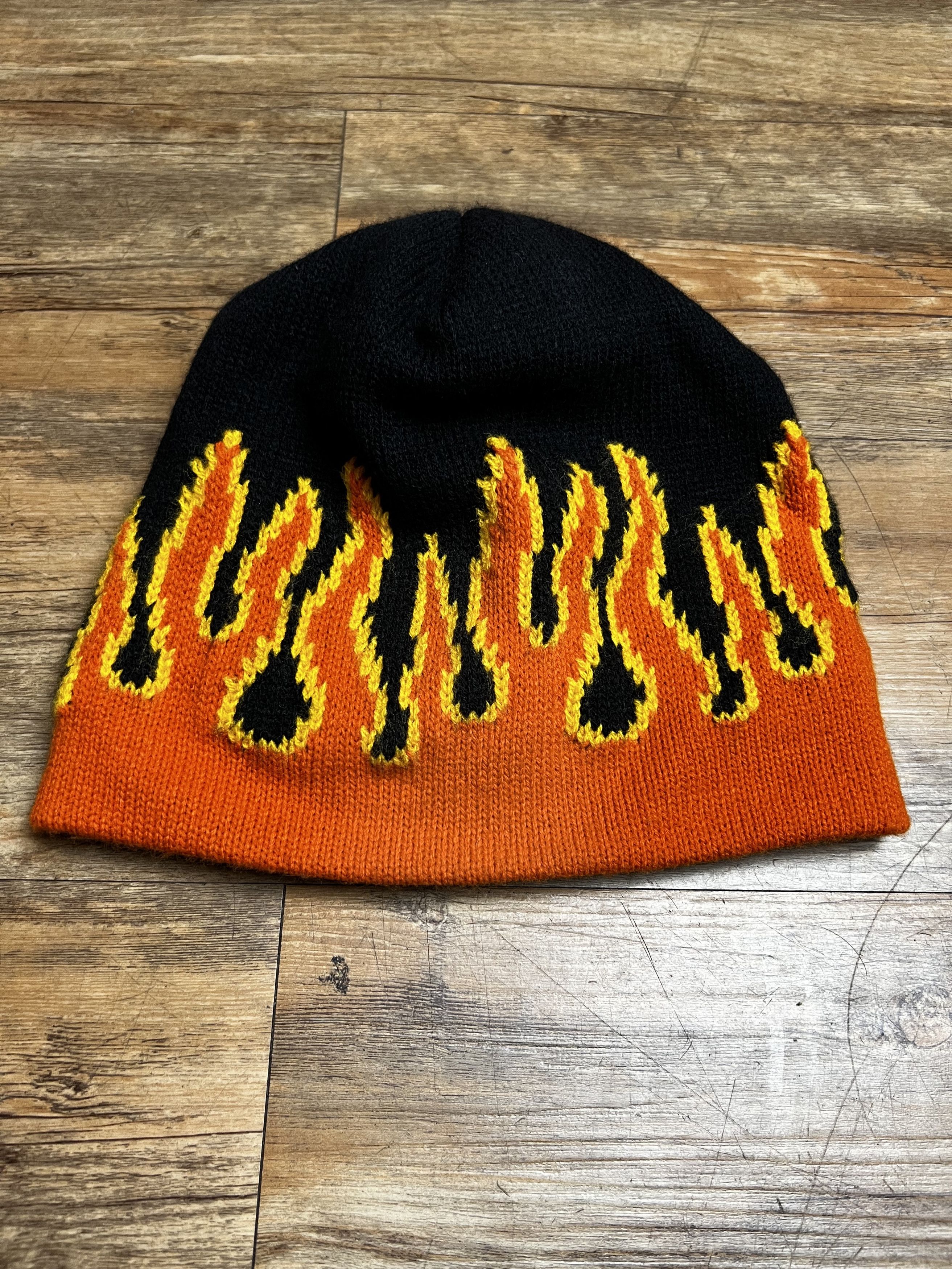 Vintage Vintage Orange Flame Beanie Size ONE SIZE - 2 Thumbnail