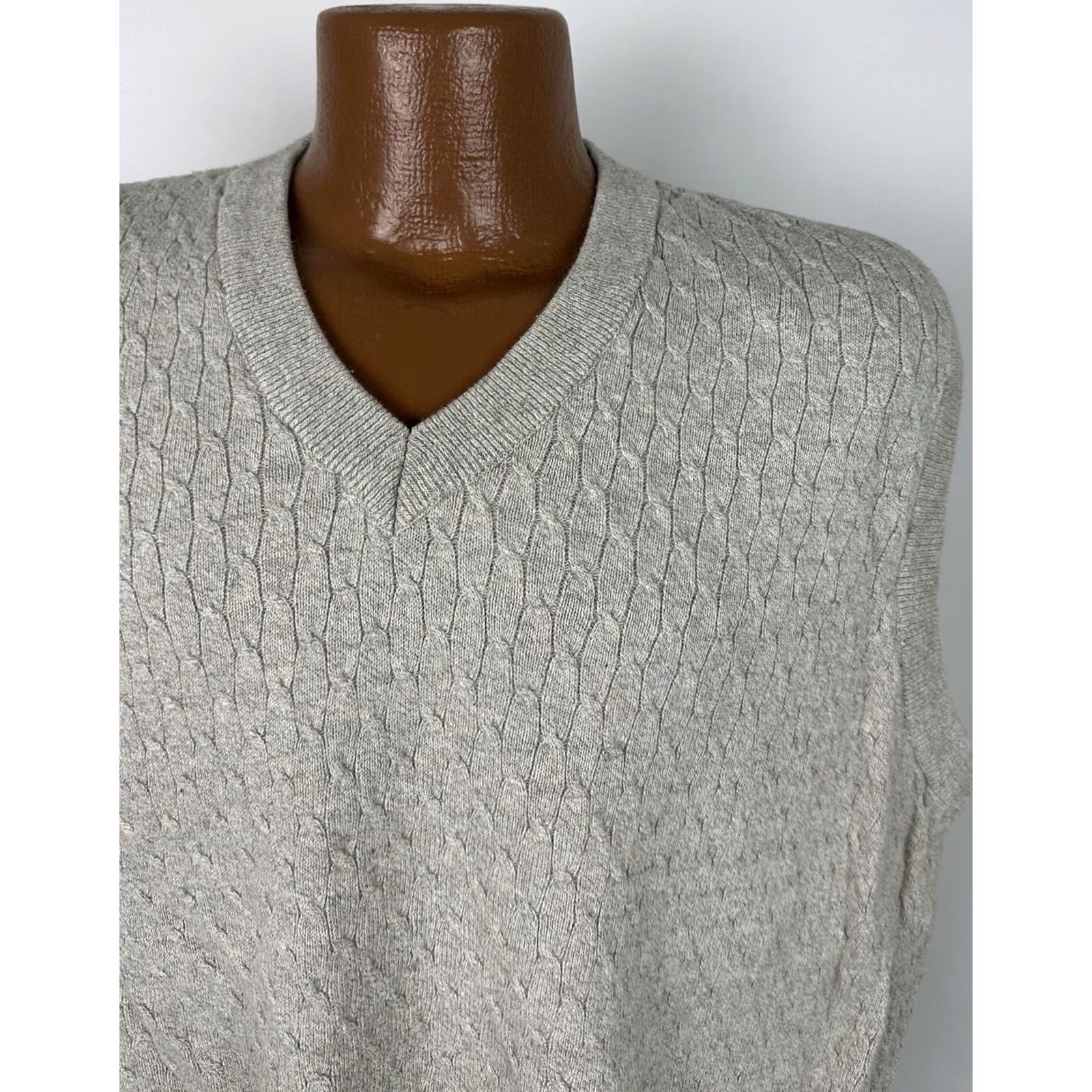 Vintage VINTAGE Grand Slam Sweater Vest Mens XL Beige Cable Knit Cotton Golf Grandpa Dad 90s Size US XL / EU 56 / 4 - 3 Thumbnail