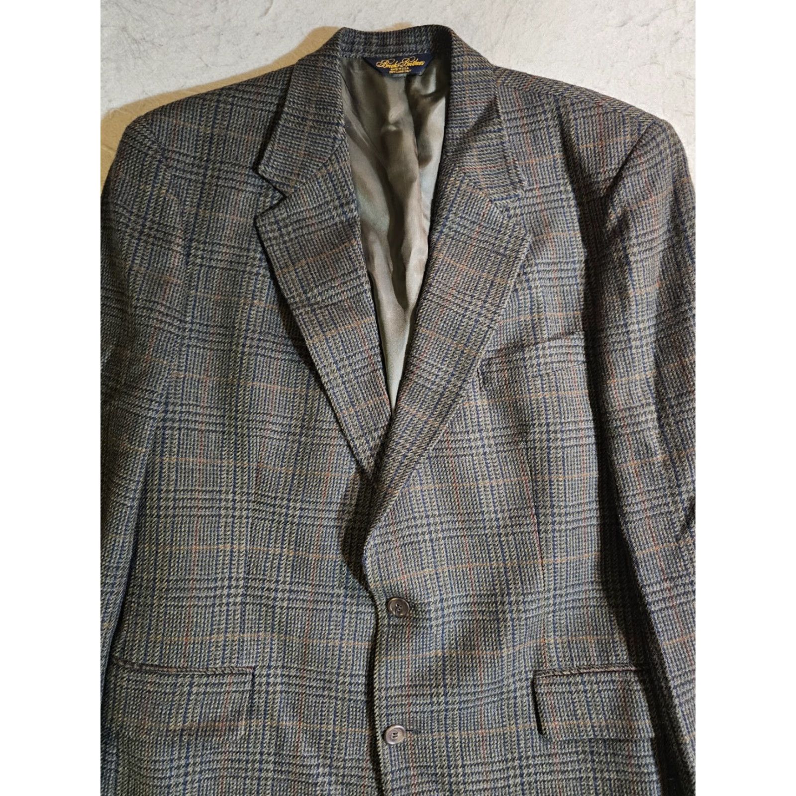 Brooks Brothers VINTAGE Brooks Brothers Blazer 100% Wool Glen Plaid Heavy Weight Regular Fit Mens Sz 42R Jacket Size 42R - 2 Thumbnail