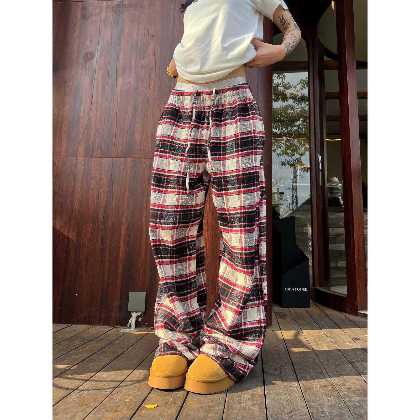 Vintage Cozy Loose Flannel Wide Leg Flare Pants Size 32" / US 10 / IT 46 - 4 Thumbnail