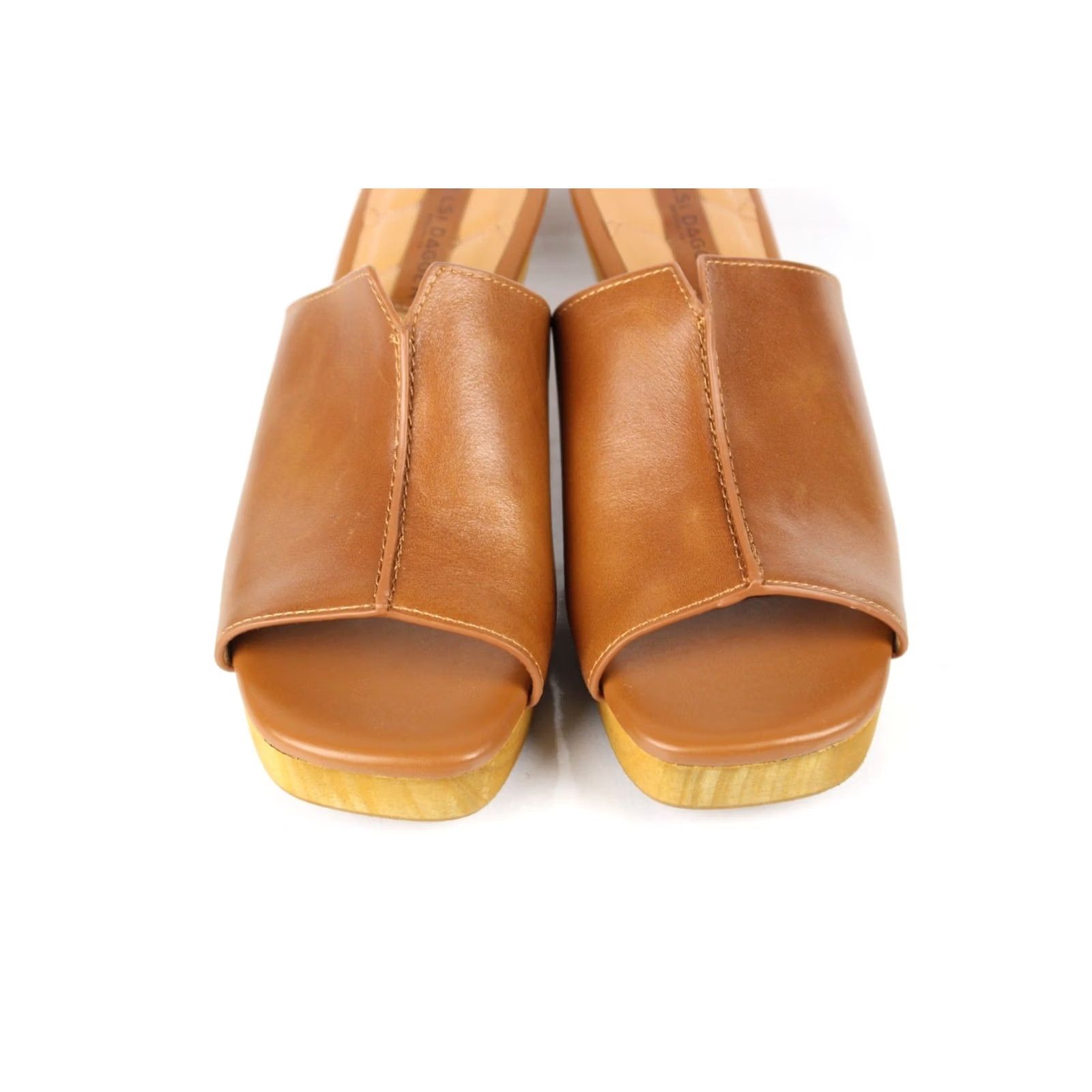Vintage Kelsi Dagger Women's Ryan Platform Sandals Wood Grain Fox Brown Size 10M Brown Leather Slide Casual Formal Sandal Womens 10 Medium Fox Brown Size US 10 / IT 40 - 4 Thumbnail