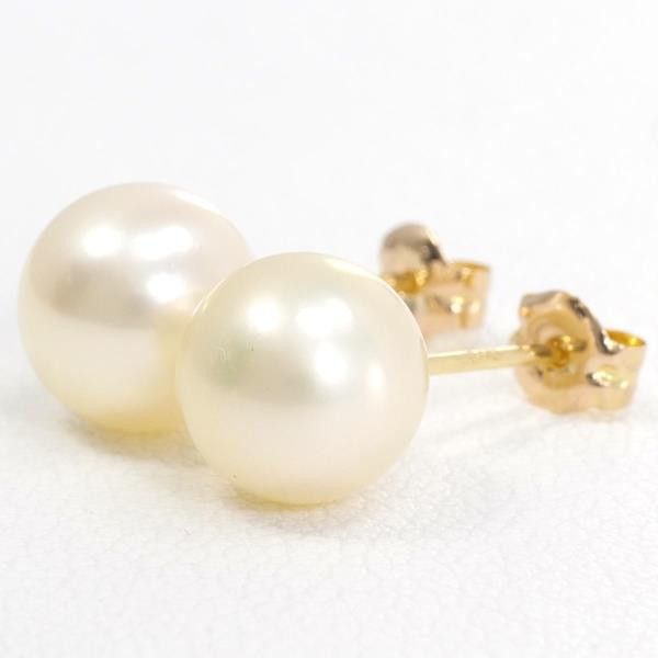 Other Other K18 Yellow Gold Pearl Earrings Metal Earrings in Great Condition Size ONE SIZE - 1 Thumbnail