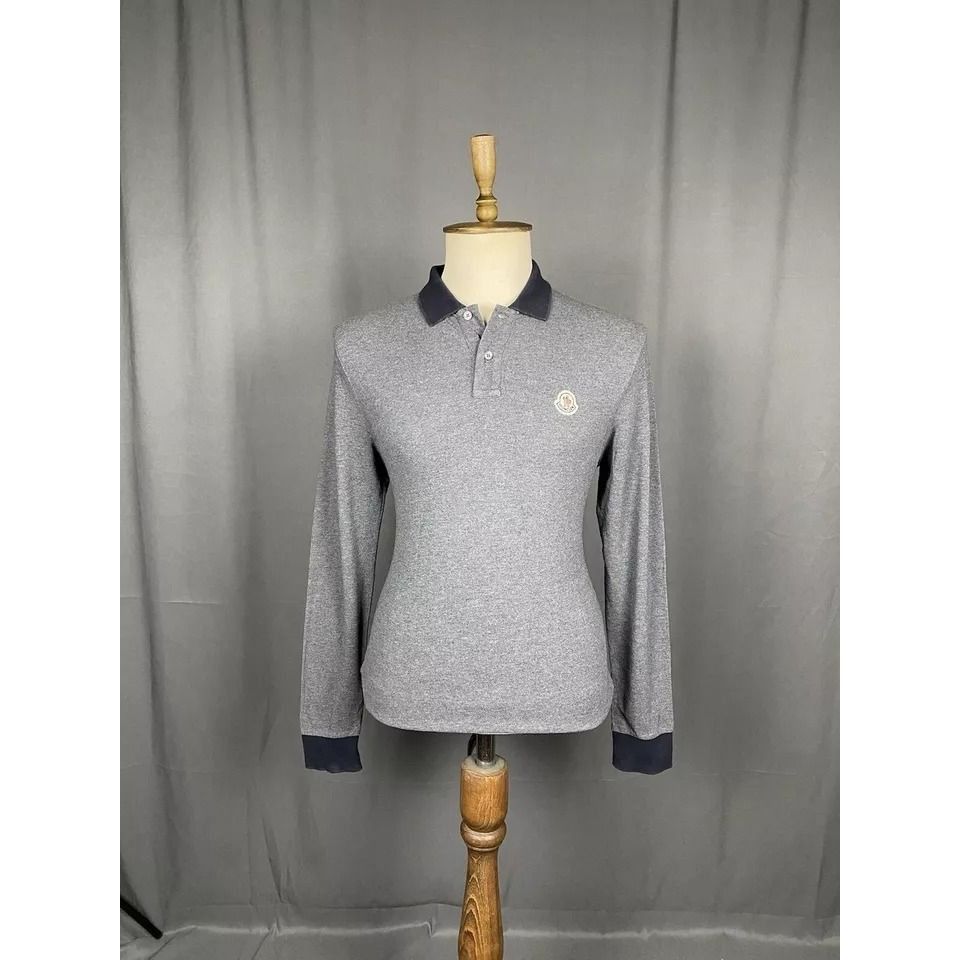 Moncler Moncler Maglia Men's Gray Collared Polo Longsleeve Sweater S Size US M / EU 48-50 / 2 - 2 Thumbnail