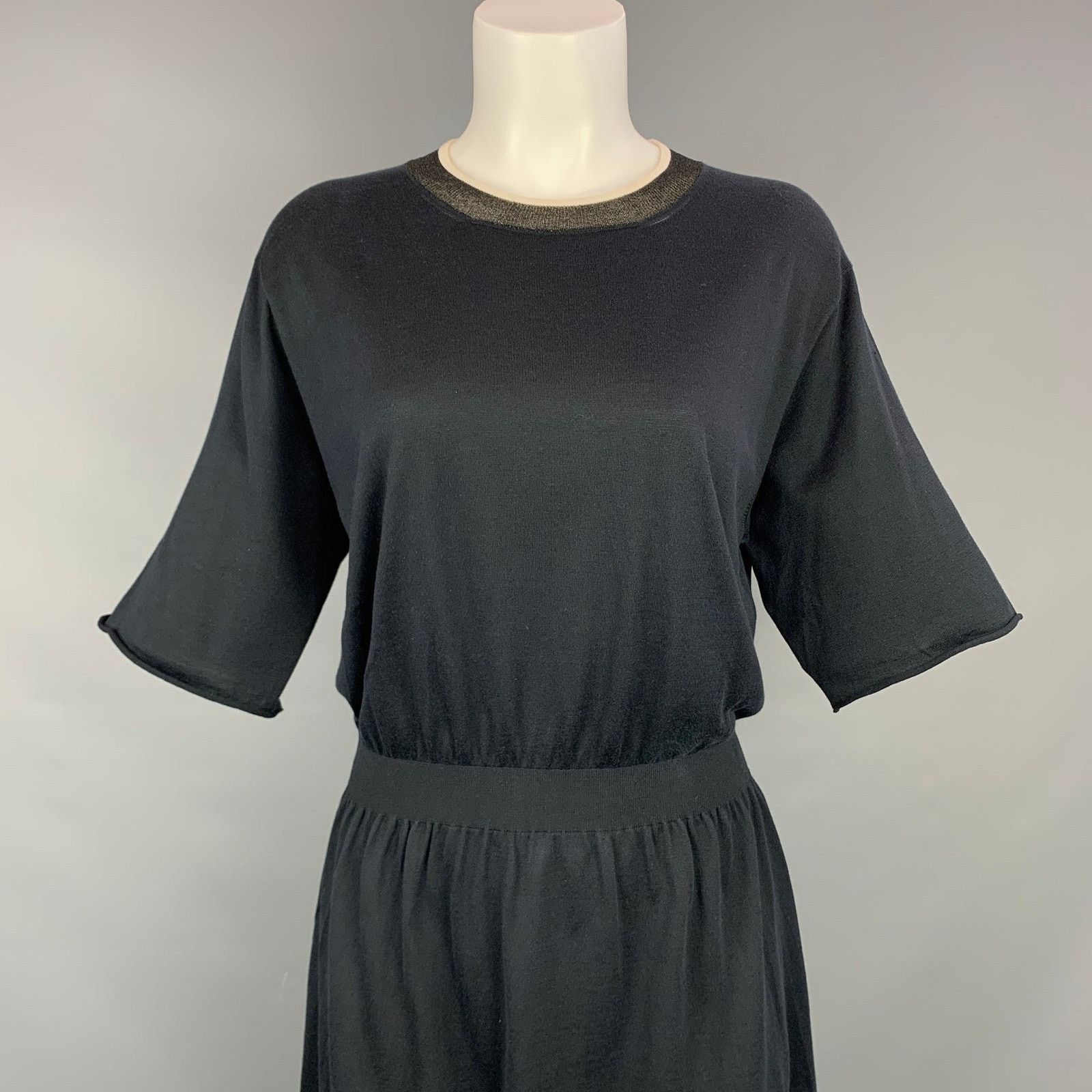 Louis Vuitton LOUIS VUITTON Size L Black Knitted Silk / Cotton Dress Size L / US 10 / IT 46 - 2 Thumbnail