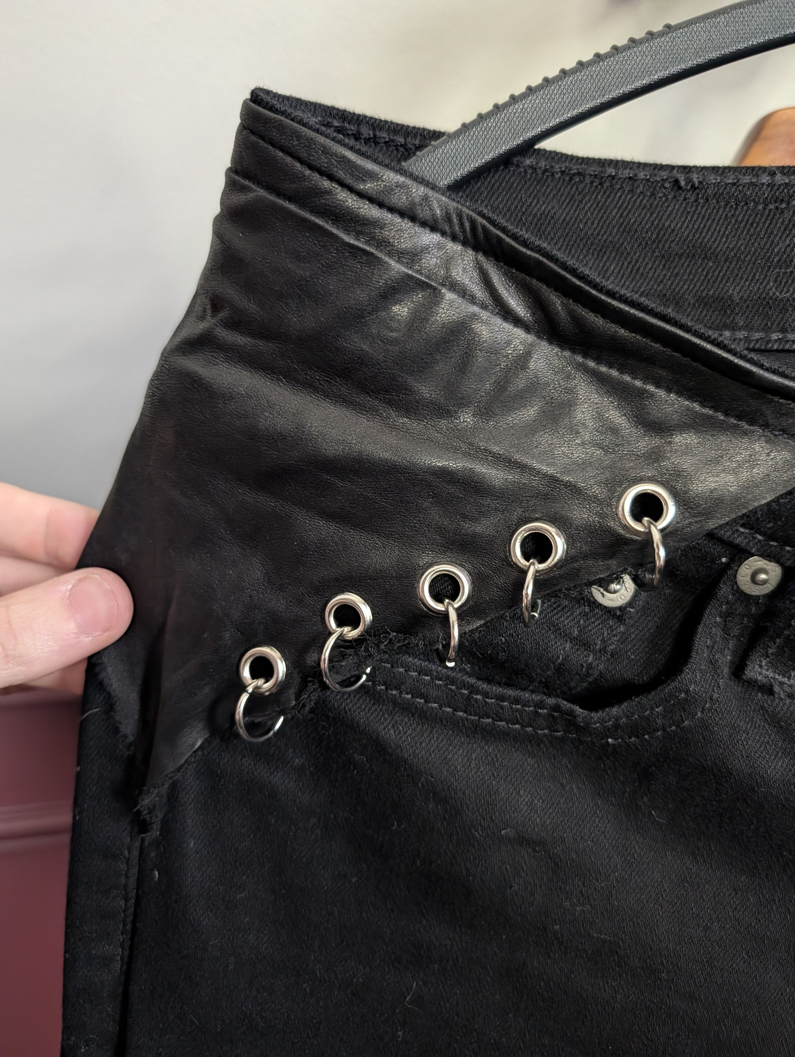 If Six Was Nine SHOHEI TAKAMIYA 1/1 leather studded pierced flared jeans Size US 30 / EU 46 - 6 Thumbnail