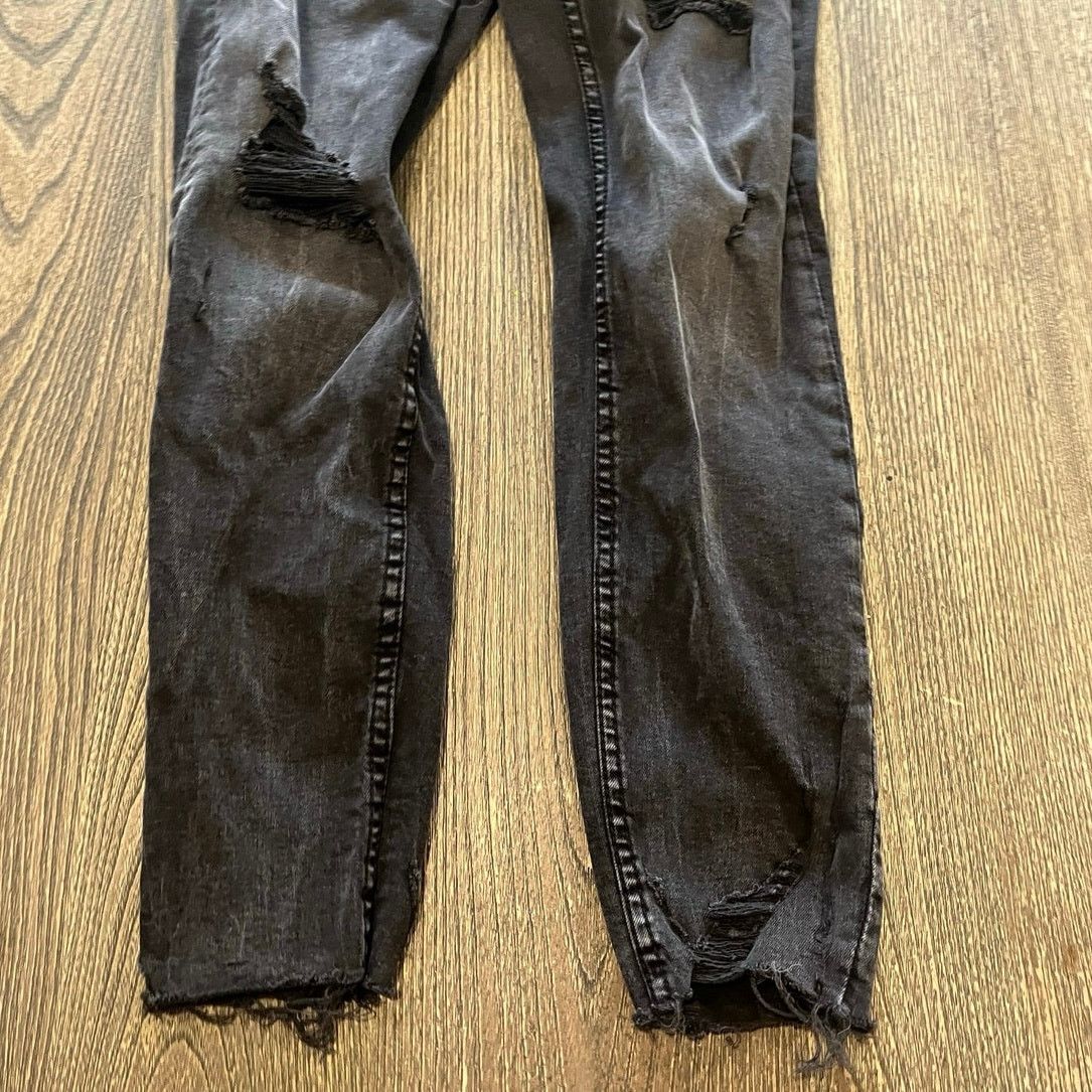 Pull & Bear Pull & Bear Skinny Jeans High Rise Distressed Black Size 31 Size 31" - 5 Thumbnail