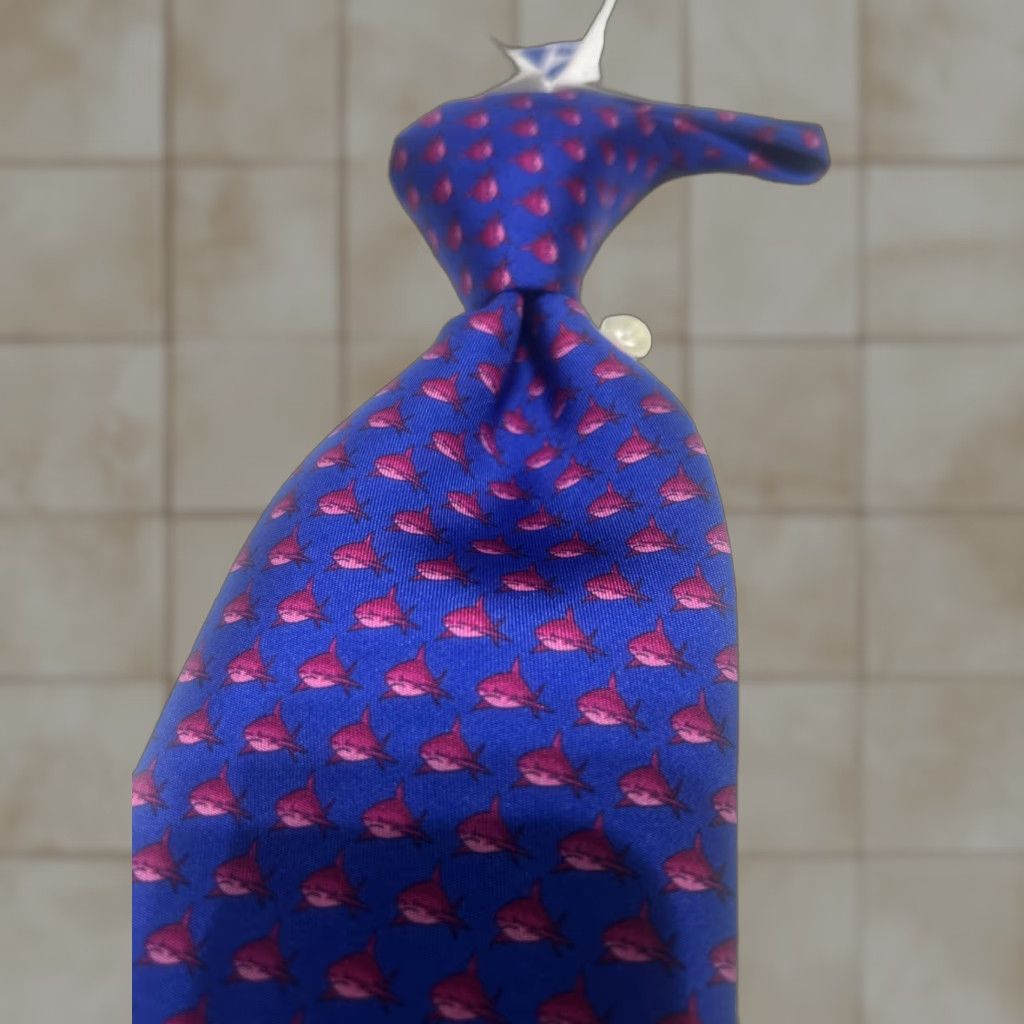 Robert Talbott Necktie Silk Blue Multi Animal Print 57x3.75 USA Luxury Flawless Men Tie