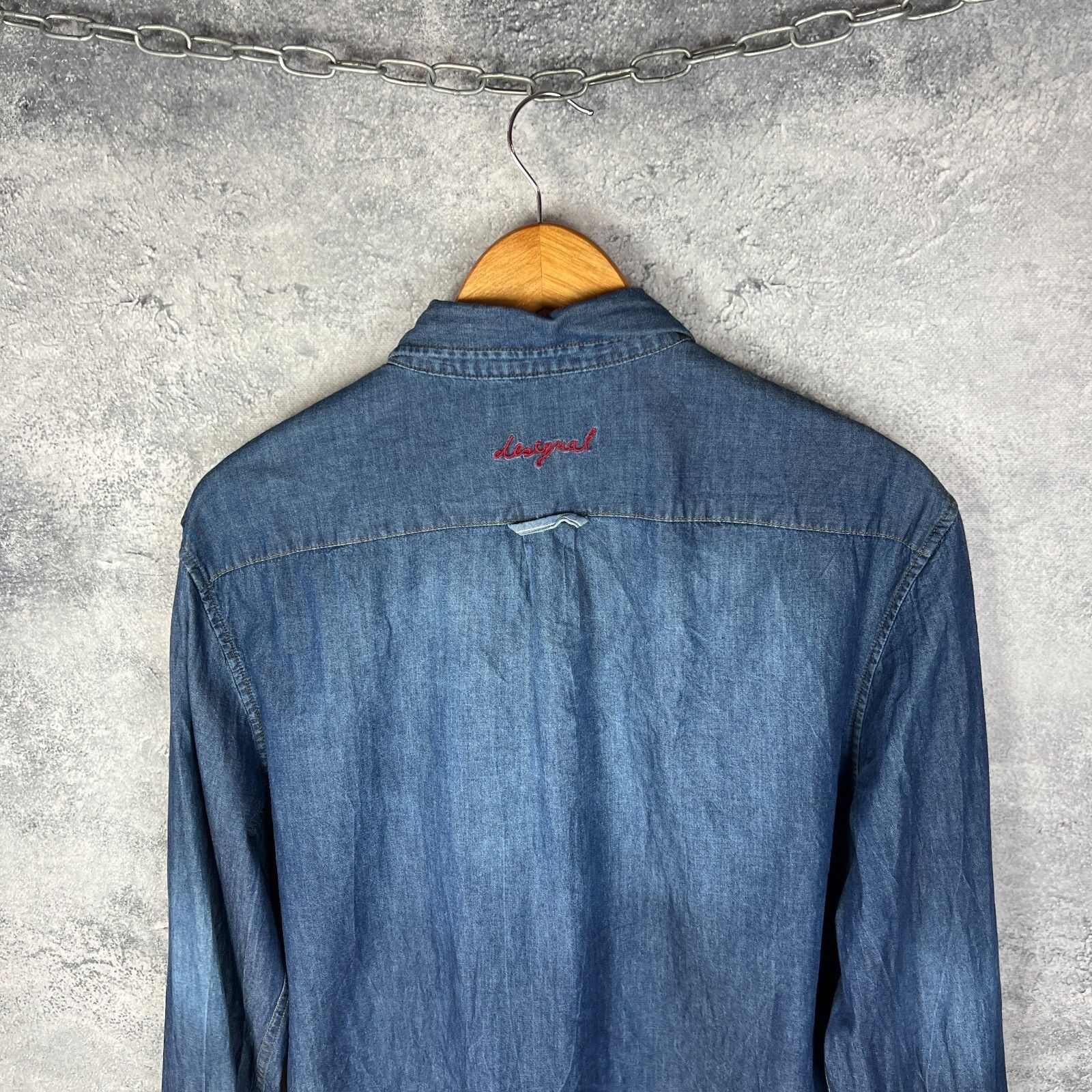 Desigual Desigual Denim Shirt Men's Size L Blue Cotton Long Sleeve ` Size US L / EU 52-54 / 3 - 7 Thumbnail
