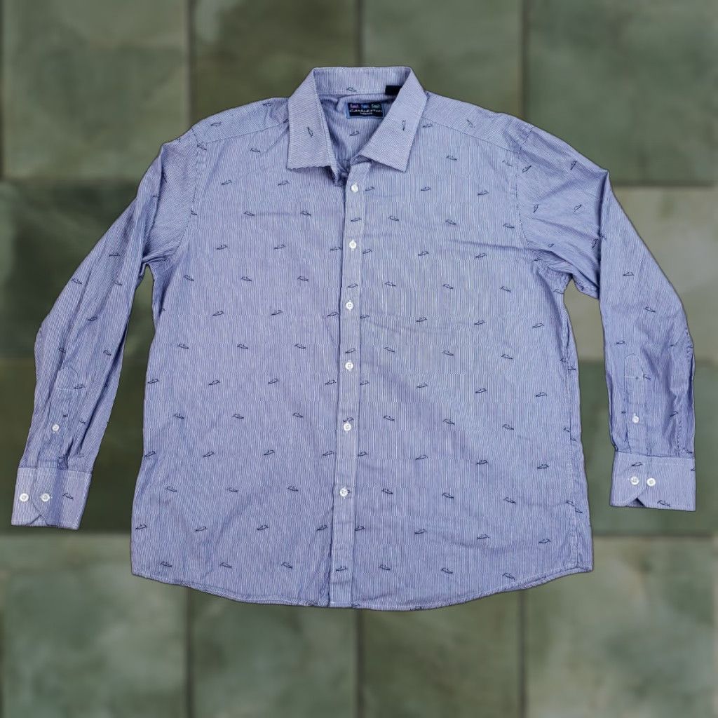 Vintage Charleston Threads Mens XL White Blue Striped Button Down Shirt Size US XL / EU 56 / 4 - 1 Thumbnail