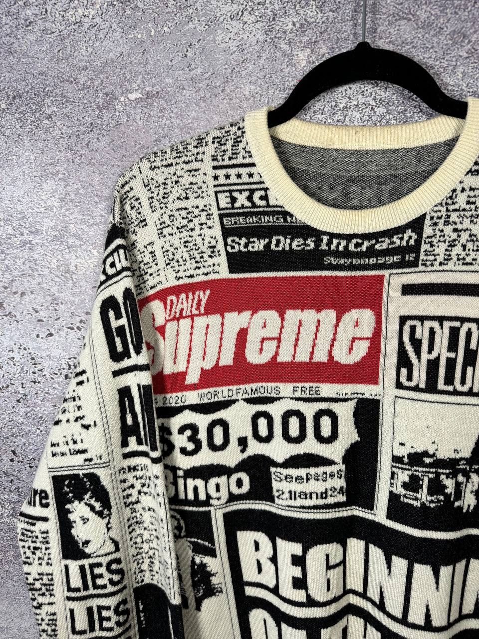 Supreme Supreme Newspaper Crewneck Merino Wool Sweater Large Size US L / EU 52-54 / 3 - 3 Thumbnail