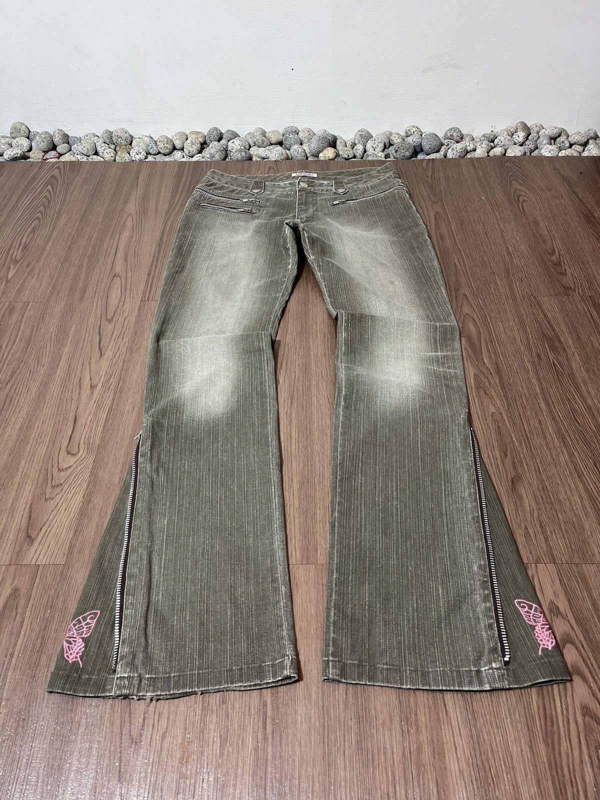 Tornado Mart Pink Tornado Multizipper Butterfly Flare Low-rise Jean Size US 30 / EU 46 - 5 Thumbnail