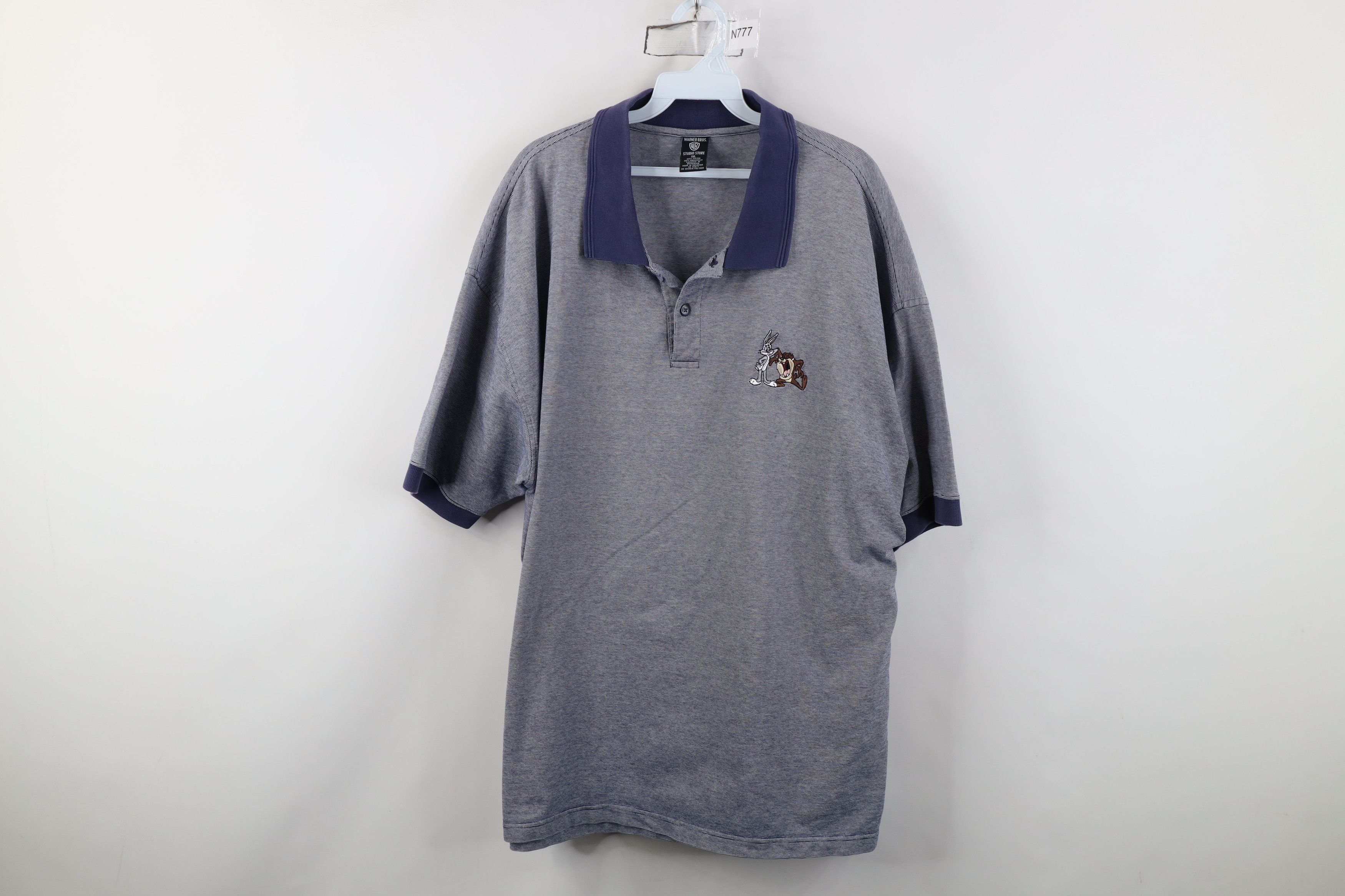 Vintage Vintage 90s Looney Tunes Taz Devil Striped Knit Golf Polo Size US XXL / EU 58 / 5 - 1 Thumbnail