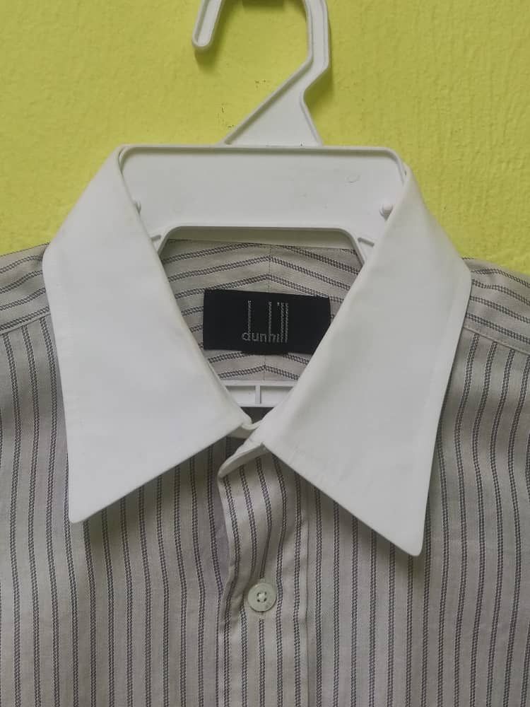 Alfred Dunhill Dunhill man's khaki cotton striped shirt long sleeve Size US L / EU 52-54 / 3 - 2 Thumbnail