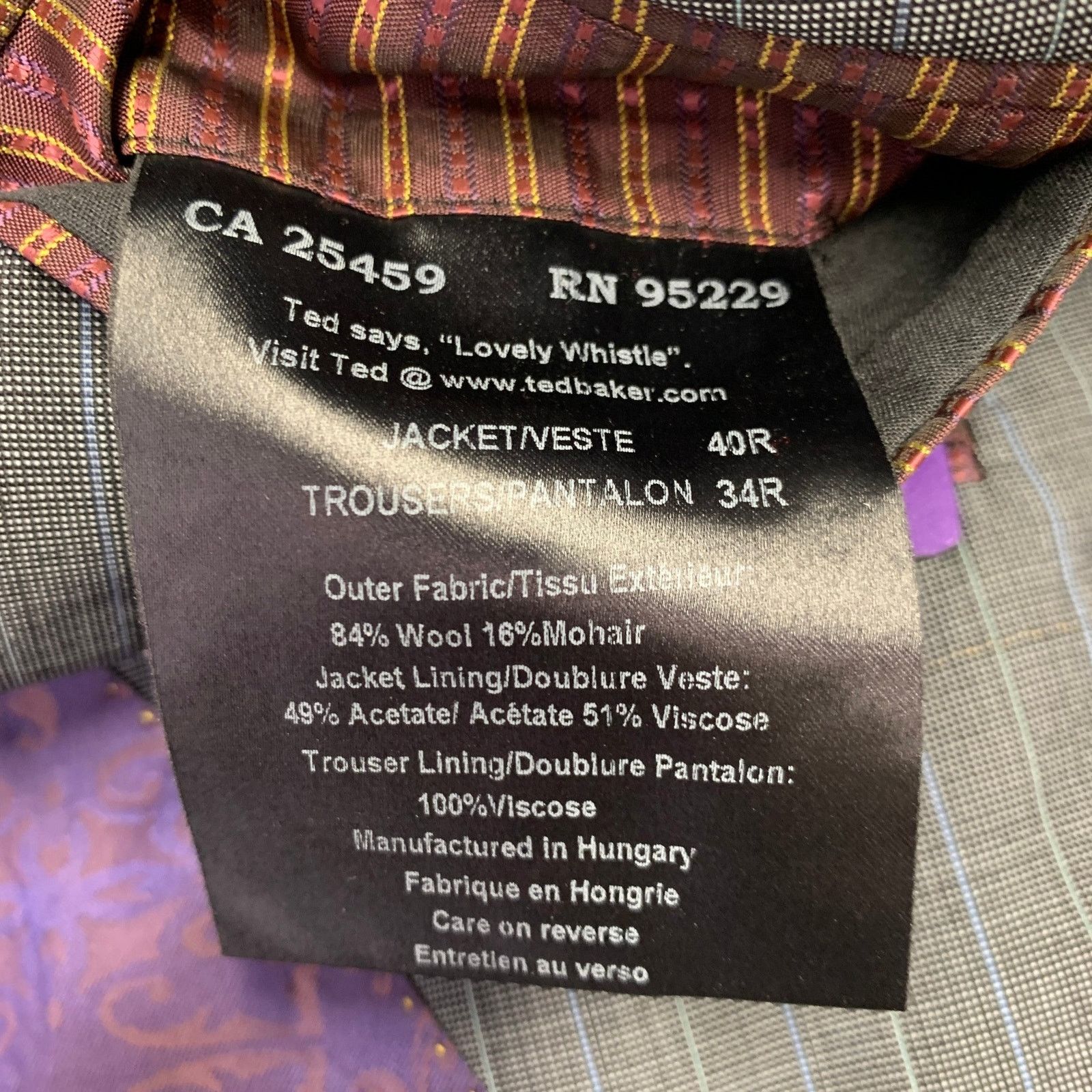 Ted Baker TED BAKER Grey Blue Pinstripe Wool Mohair Notch Lapel Suit Size 40R - 10 Thumbnail