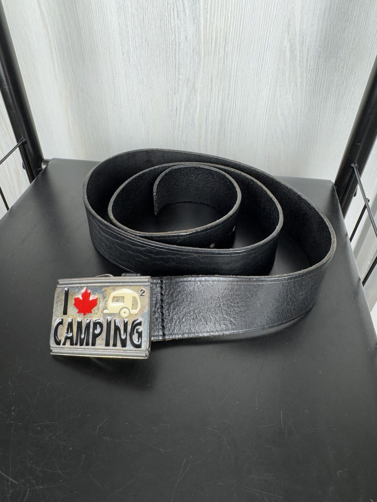 Dsquared2 Dsquared2 Black Leather Camping Logo Plague Buckle Belt M Size ONE SIZE - 4 Thumbnail