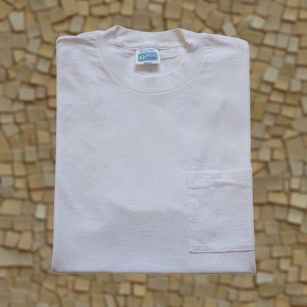 Vintage VINTAGE Discus Athletics T-Shirt White 100% Cotton Sz M Men Short Sleeve Crew Neck 90s USA Made Size US M / EU 48-50 / 2 - 1 Thumbnail