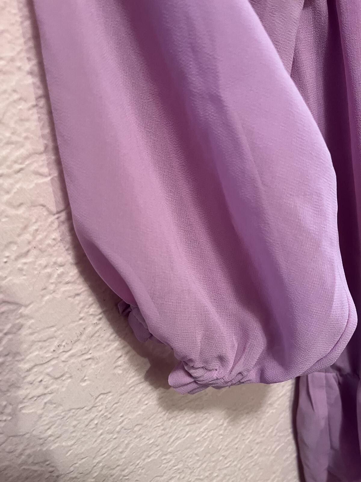 Other MSK Lavender Smocked Bodice Dress with Puff Sleeves Size L / US 10 / IT 46 - 8 Thumbnail