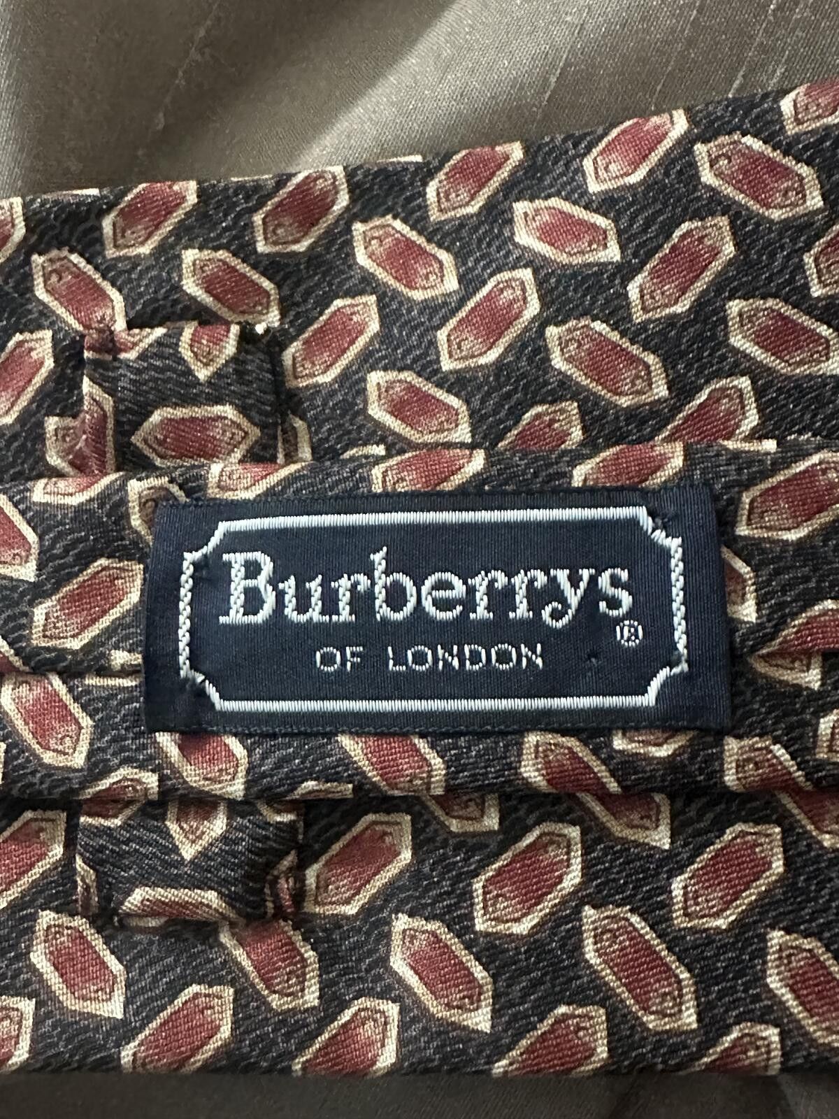 Burberry Vintage Burberrys London silk tie black/brown/gold geometric Size ONE SIZE - 4 Thumbnail