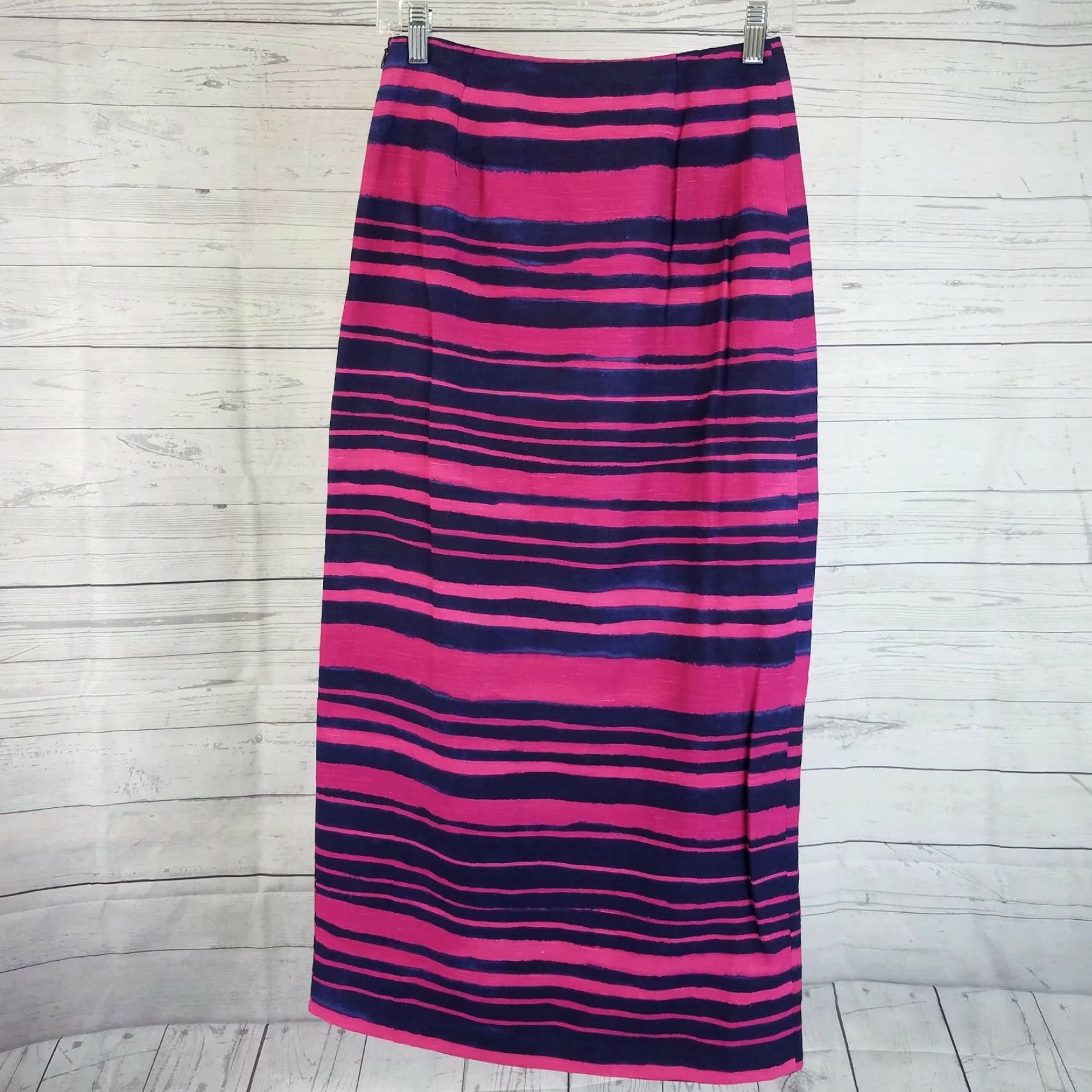 Jaeger Jaeger Womens 2 Piece Set Top & Skirt Sz 6 Pink Purple Linen Blend Sleeveless Striped Co-Ord Set Womens Size M / US 6-8 / IT 42-44 - 4 Thumbnail