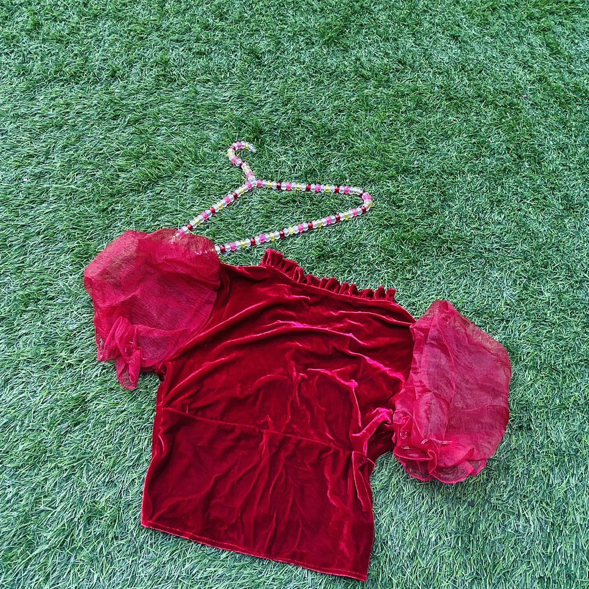Other Vintage Mesh Sleeve Bloody Velvet Crop Top Size M / US 6-8 / IT 42-44 - 5 Thumbnail