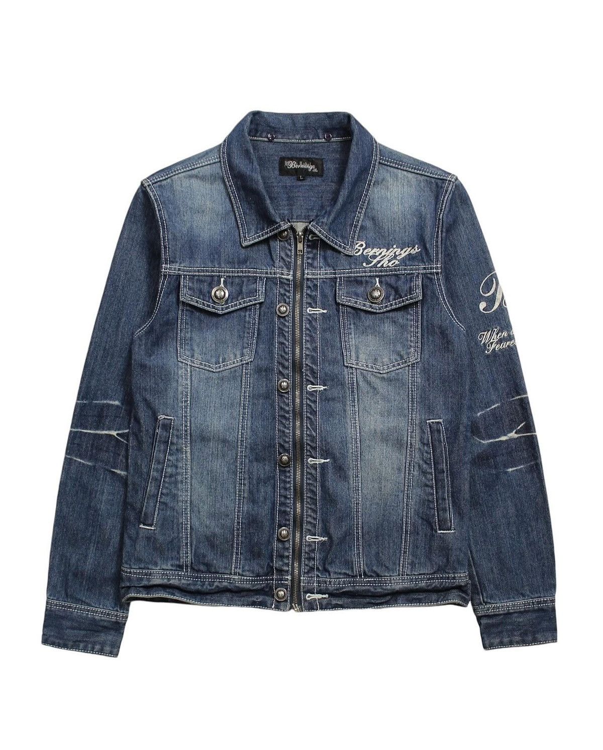 Hysteric Glamour 2000S BERNINGS SHO ZIP UP EMBROIDERED DENIM JACKET Size US L / EU 52-54 / 3 - 6 Thumbnail