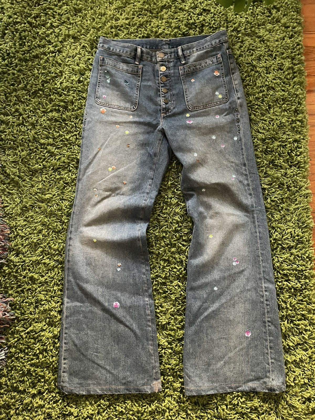 image of Acne Studios Flare Jeans in Blue, Men's (Size 32)