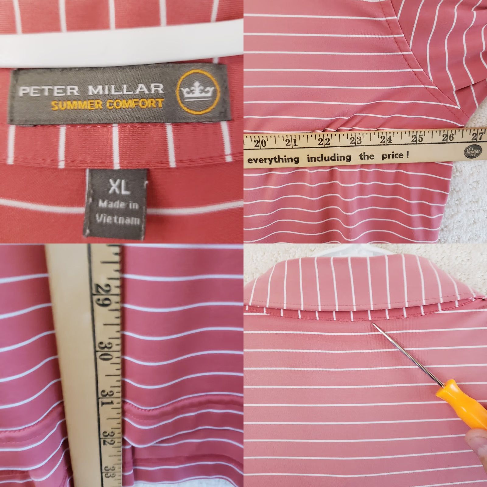 Peter Millar Peter Millar Summer Comfort Polo Shirt Mens XL Pink Striped SS Golf Whisper Rock Size US XL / EU 56 / 4 - 9 Thumbnail