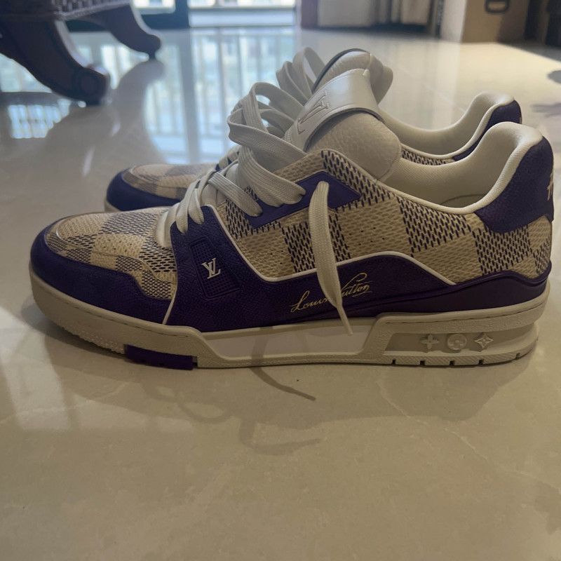 Louis Vuitton Louis Vuitton Trainer Purple Leather Low-Top Sneakers -2508 Size US 10.5 / EU 43-44 - 1 Thumbnail