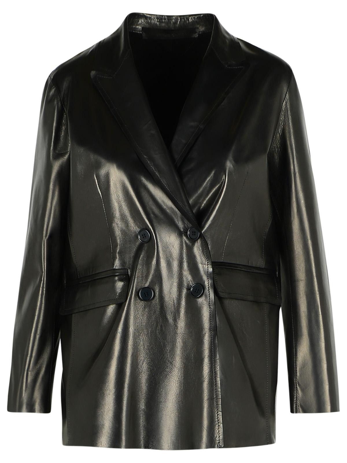 Salvatore Santoro SALVATORE SANTORO Black Leather Blazer Size M / US 6-8 / IT 42-44 - 1 Thumbnail