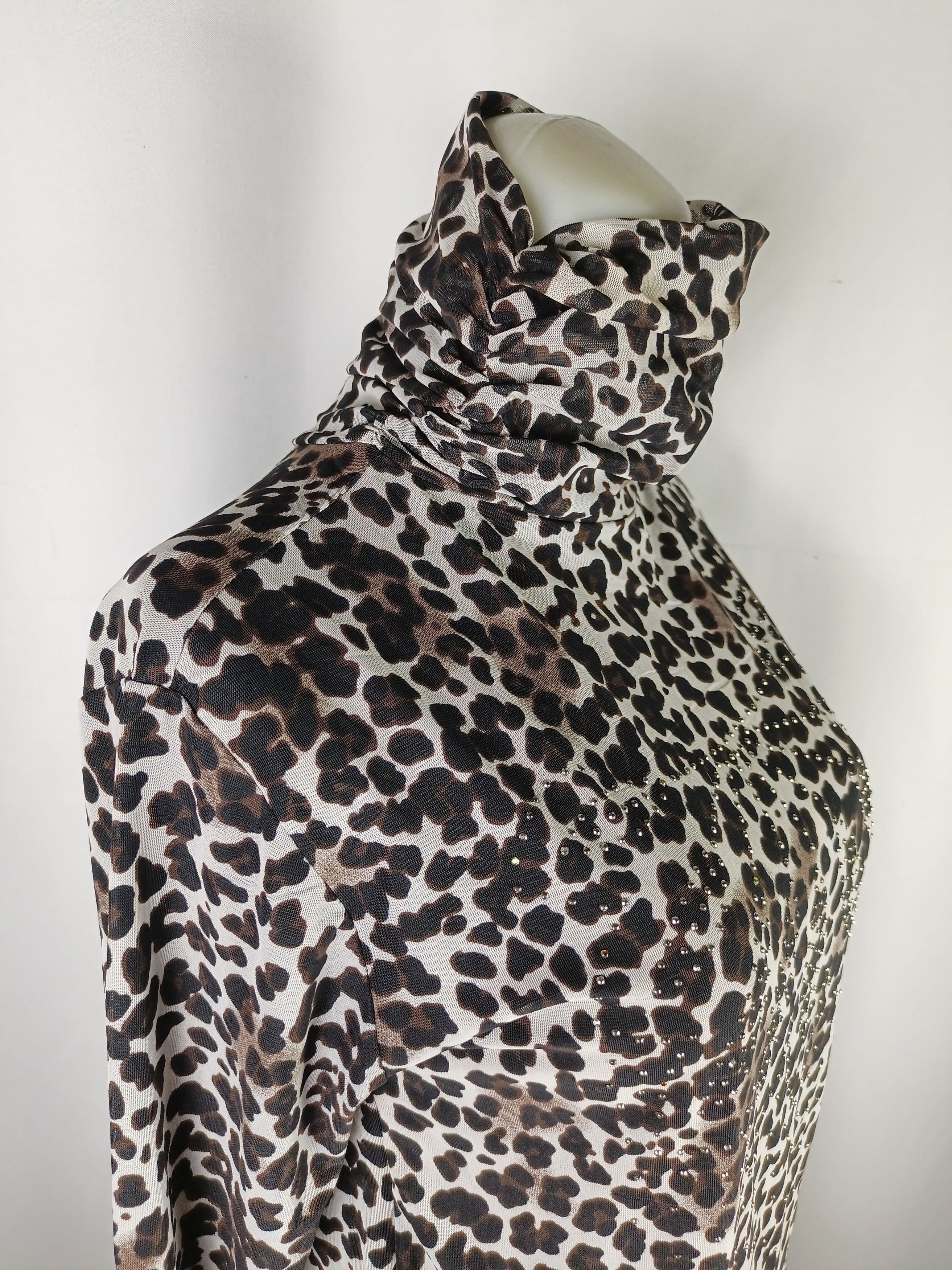 If Six Was Nine × Japanese Brand × Vintage Women's Long Sleeve Rhinestones Leopard Print Turtleneck Size M / US 6-8 / IT 42-44 - 6 Thumbnail