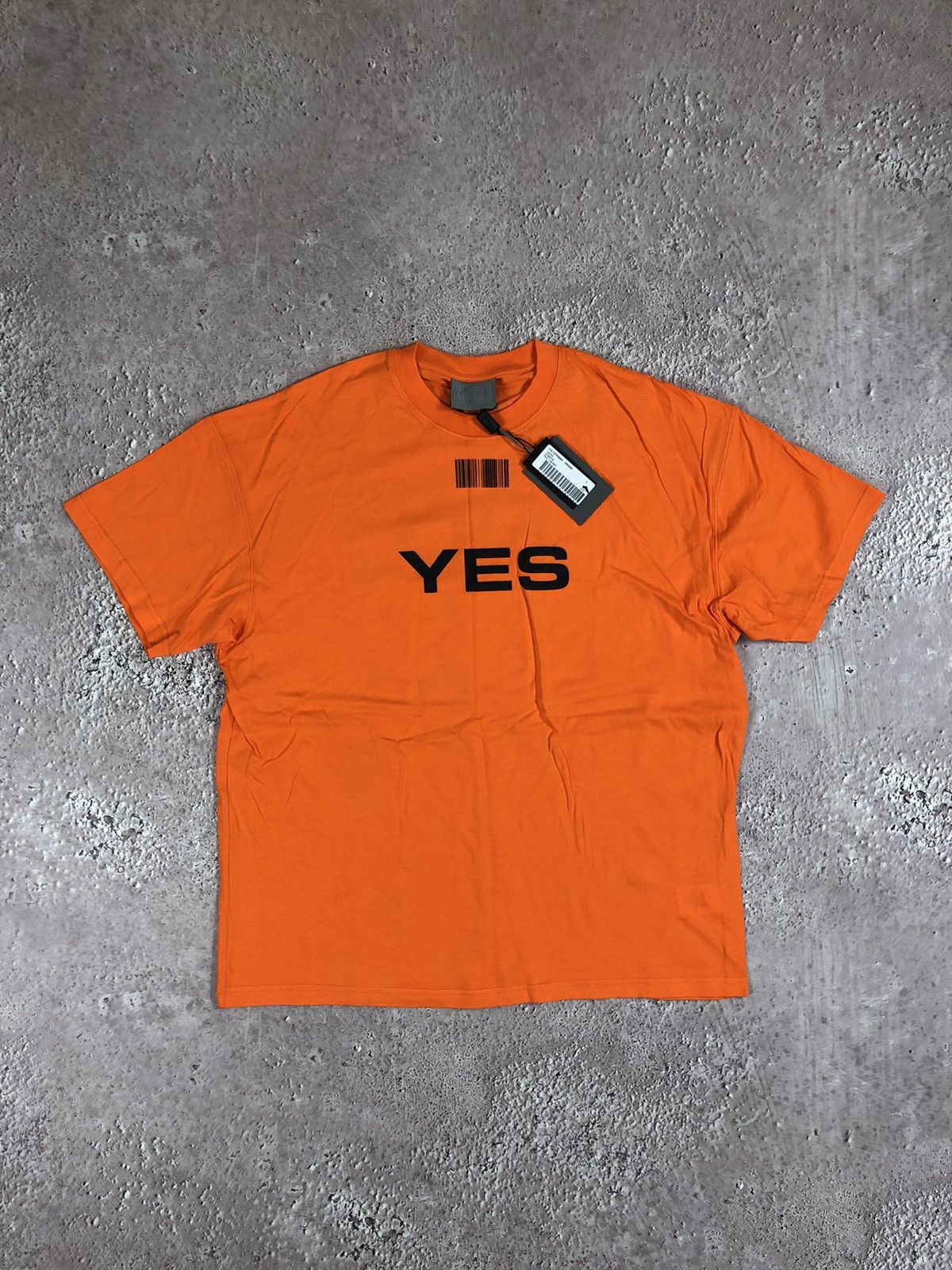 image of Vtmnts Barcode T-Shirt New in Fluo Orange, Men's (Size Large)