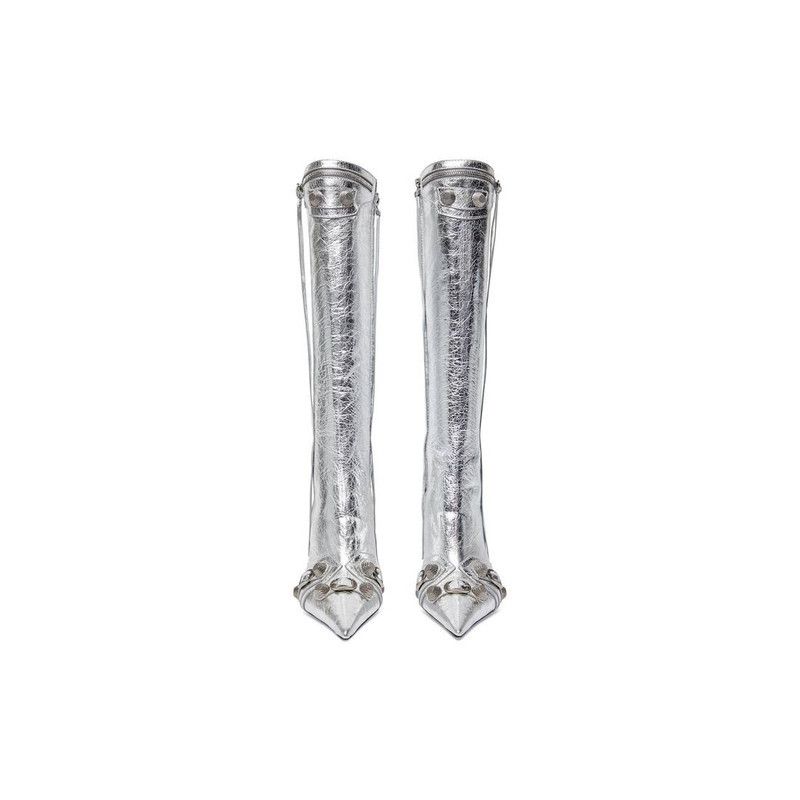 Balenciaga o1srvl11e0426 Cagole 90mm Boots Metallized in Silver Size US 7 / IT 37 - 3 Thumbnail