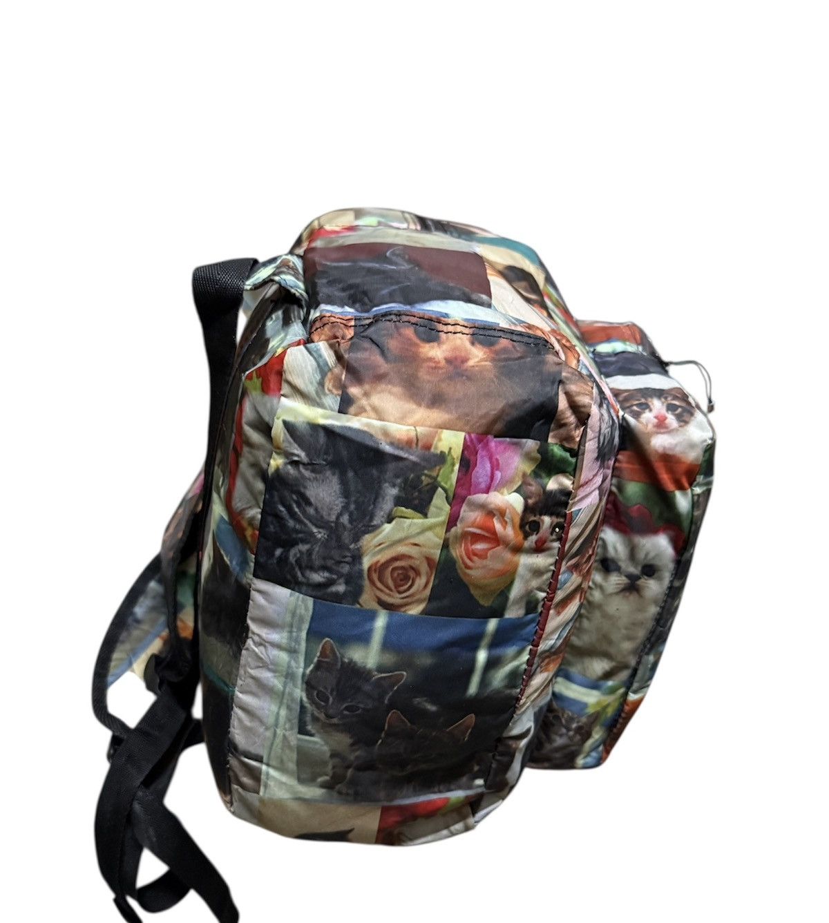 Japanese Brand Bagpack Featuring a Collage Print Of Cat Photos pink Roses Size ONE SIZE - 6 Thumbnail
