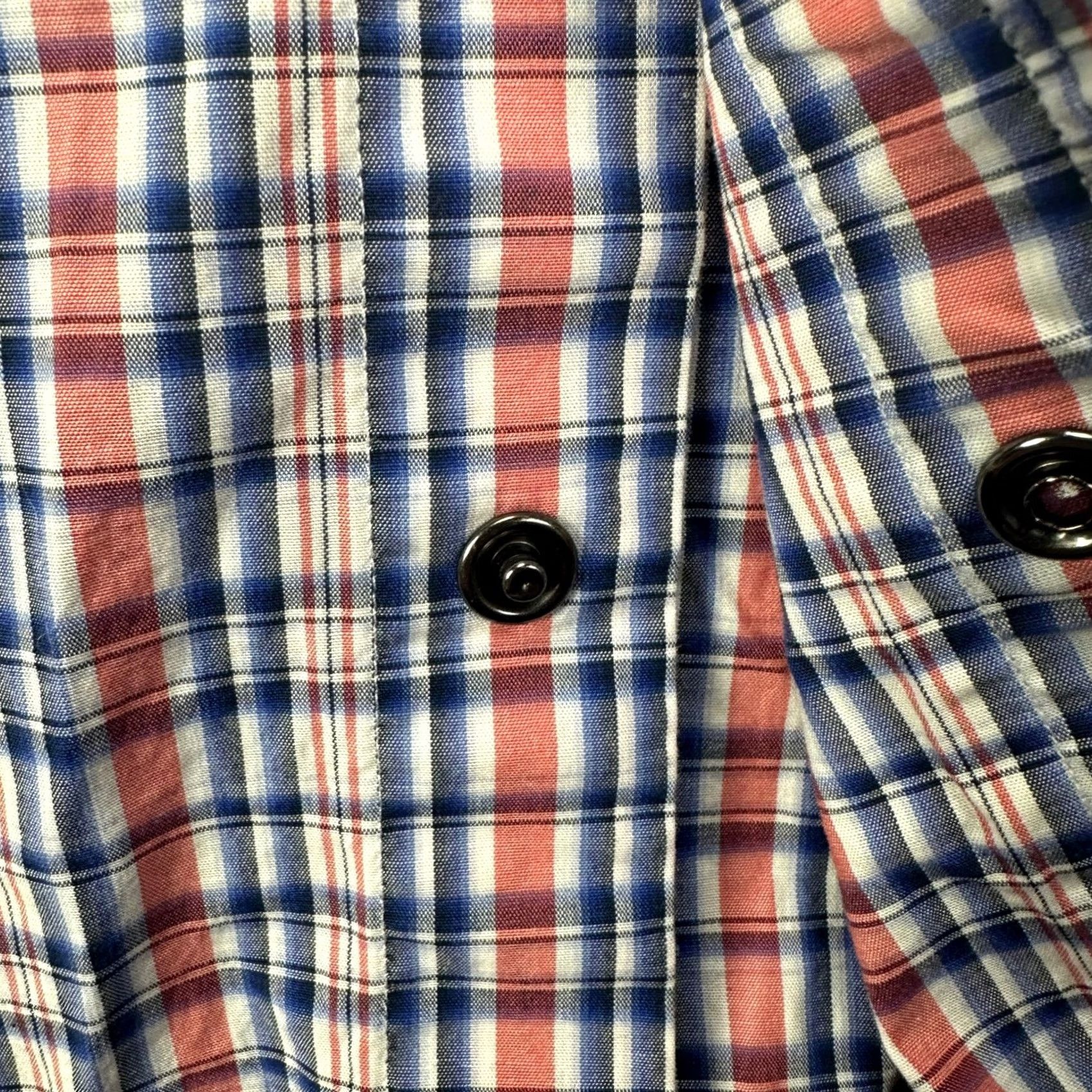Banana Republic Banana Republic Shirt Mens L Red Blue Western Plaid Snap Pockets Button-Up Collared Long Sleeve Casual Workwear Mens Size US L / EU 52-54 / 3 - 5 Thumbnail